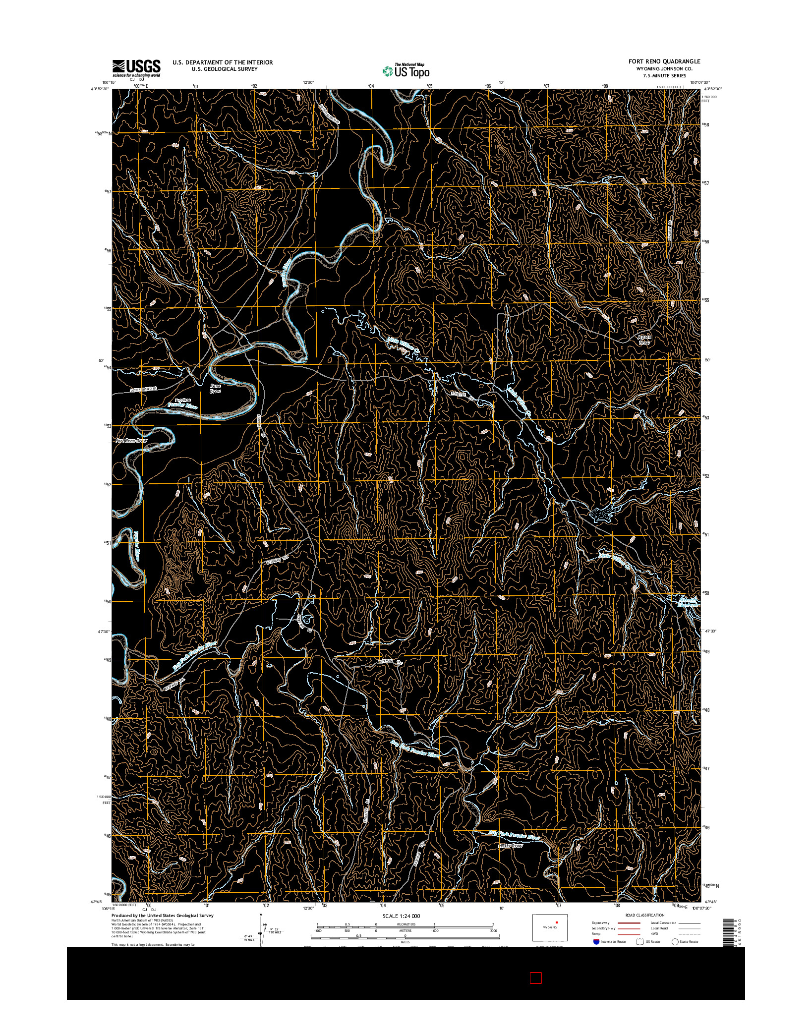 USGS US TOPO 7.5-MINUTE MAP FOR FORT RENO, WY 2015