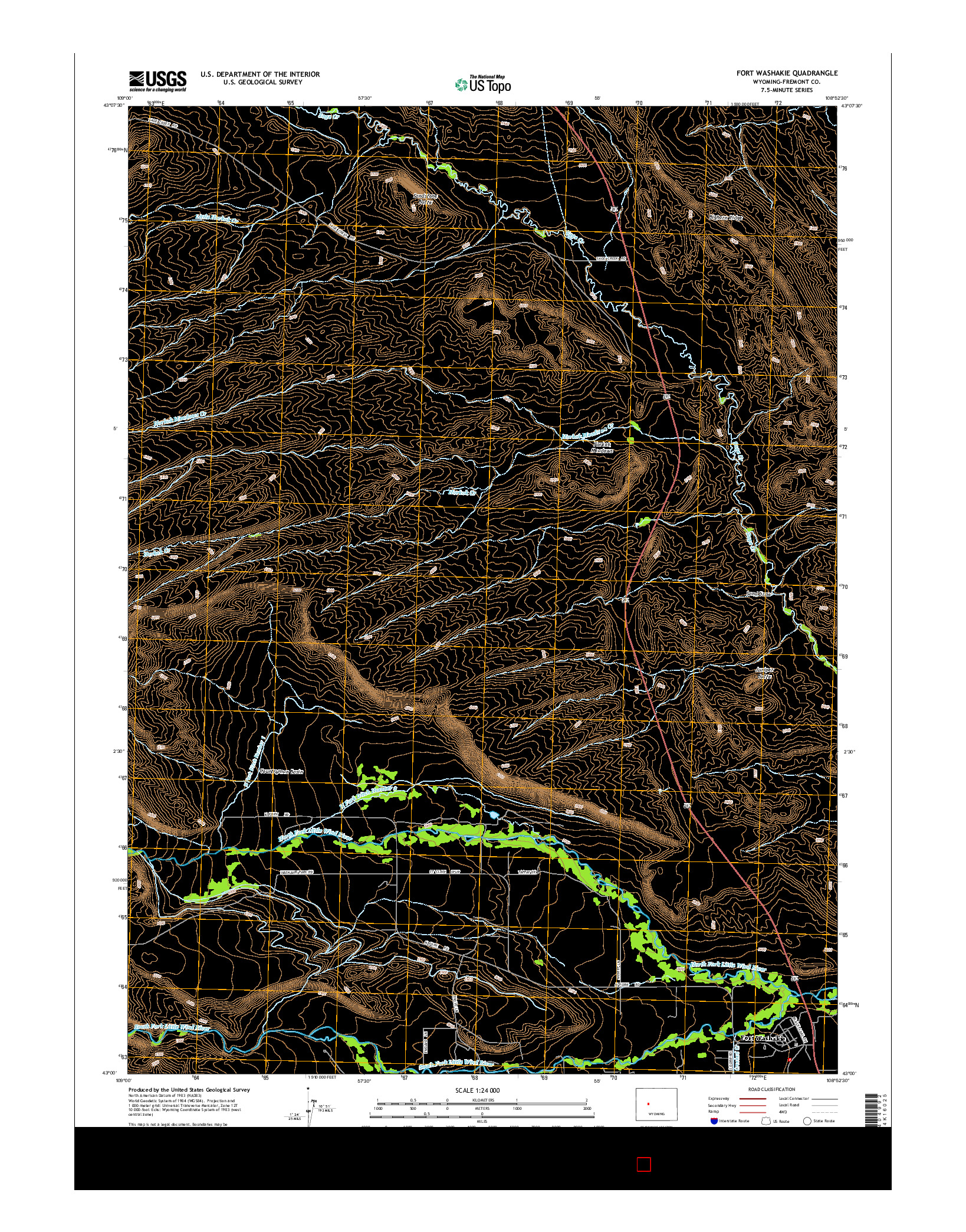 USGS US TOPO 7.5-MINUTE MAP FOR FORT WASHAKIE, WY 2015
