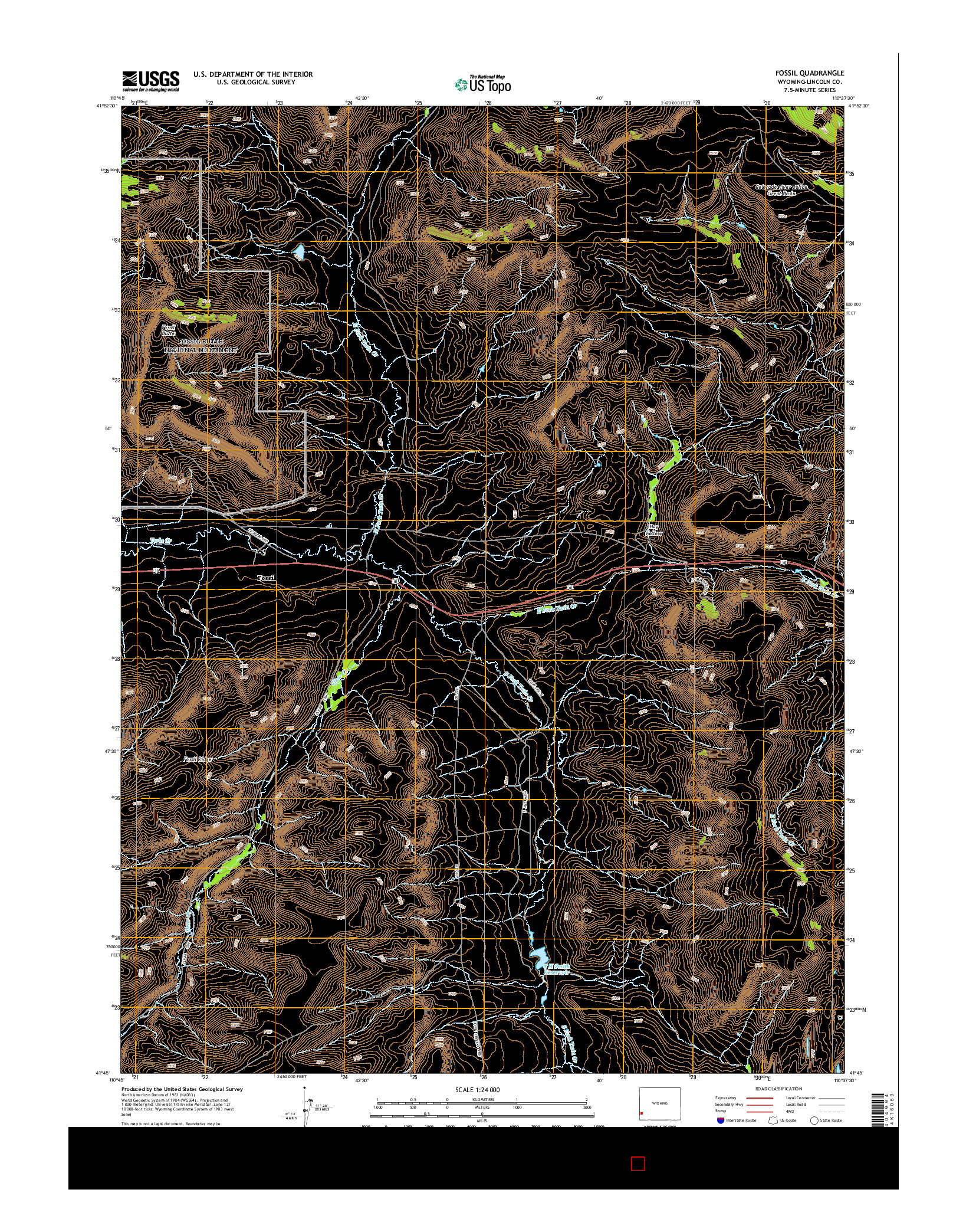 USGS US TOPO 7.5-MINUTE MAP FOR FOSSIL, WY 2015