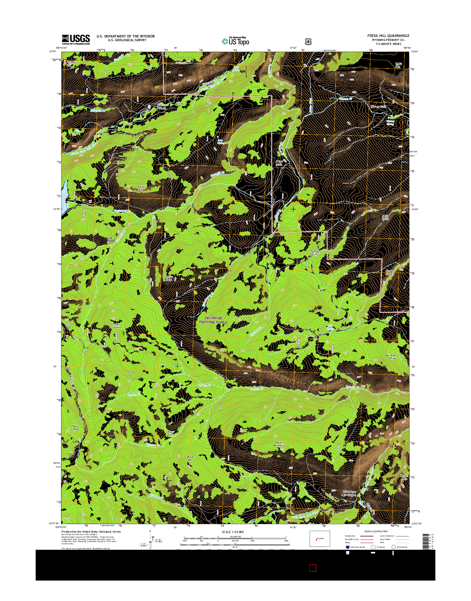 USGS US TOPO 7.5-MINUTE MAP FOR FOSSIL HILL, WY 2015