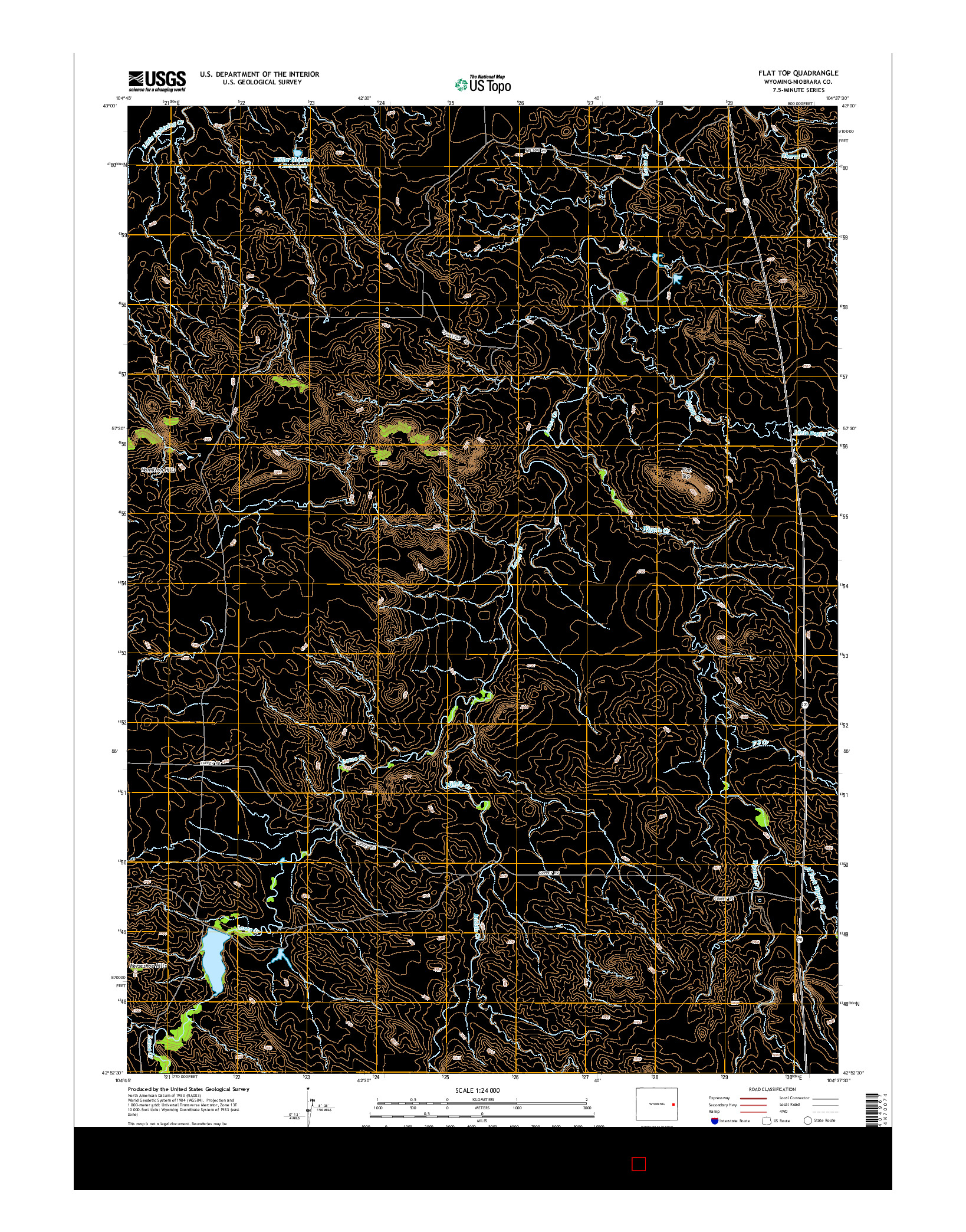 USGS US TOPO 7.5-MINUTE MAP FOR FLAT TOP, WY 2015