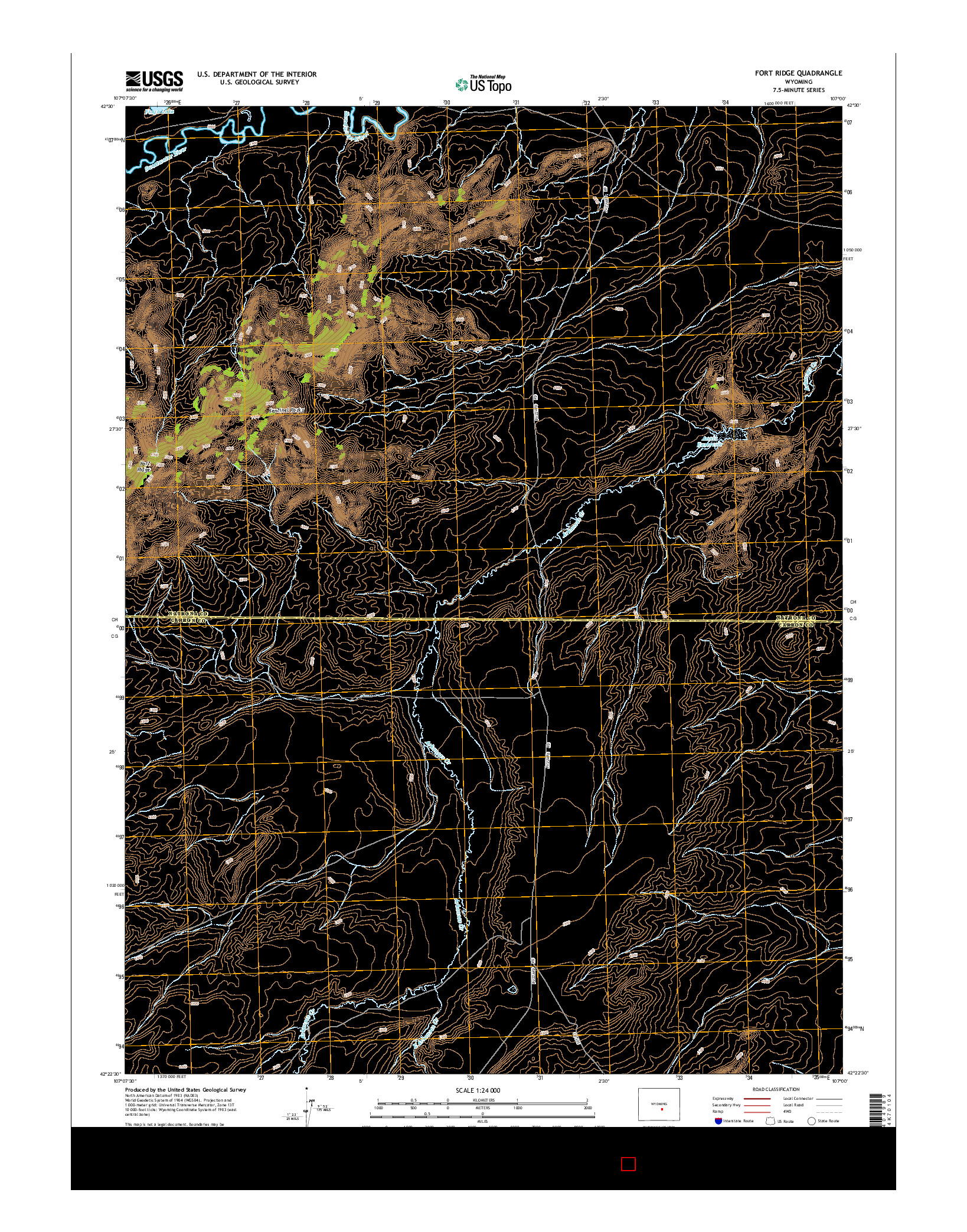 USGS US TOPO 7.5-MINUTE MAP FOR FORT RIDGE, WY 2015