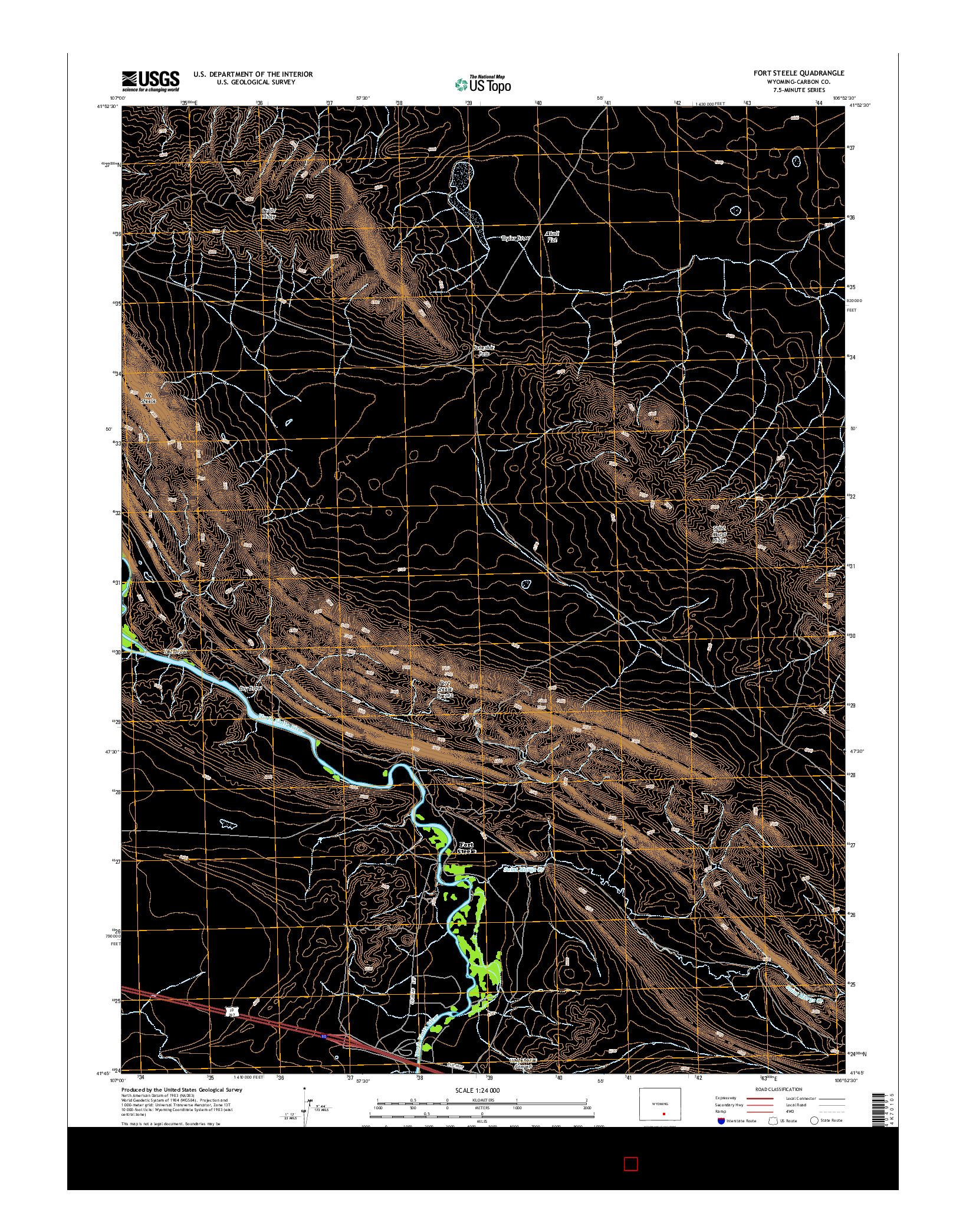 USGS US TOPO 7.5-MINUTE MAP FOR FORT STEELE, WY 2015