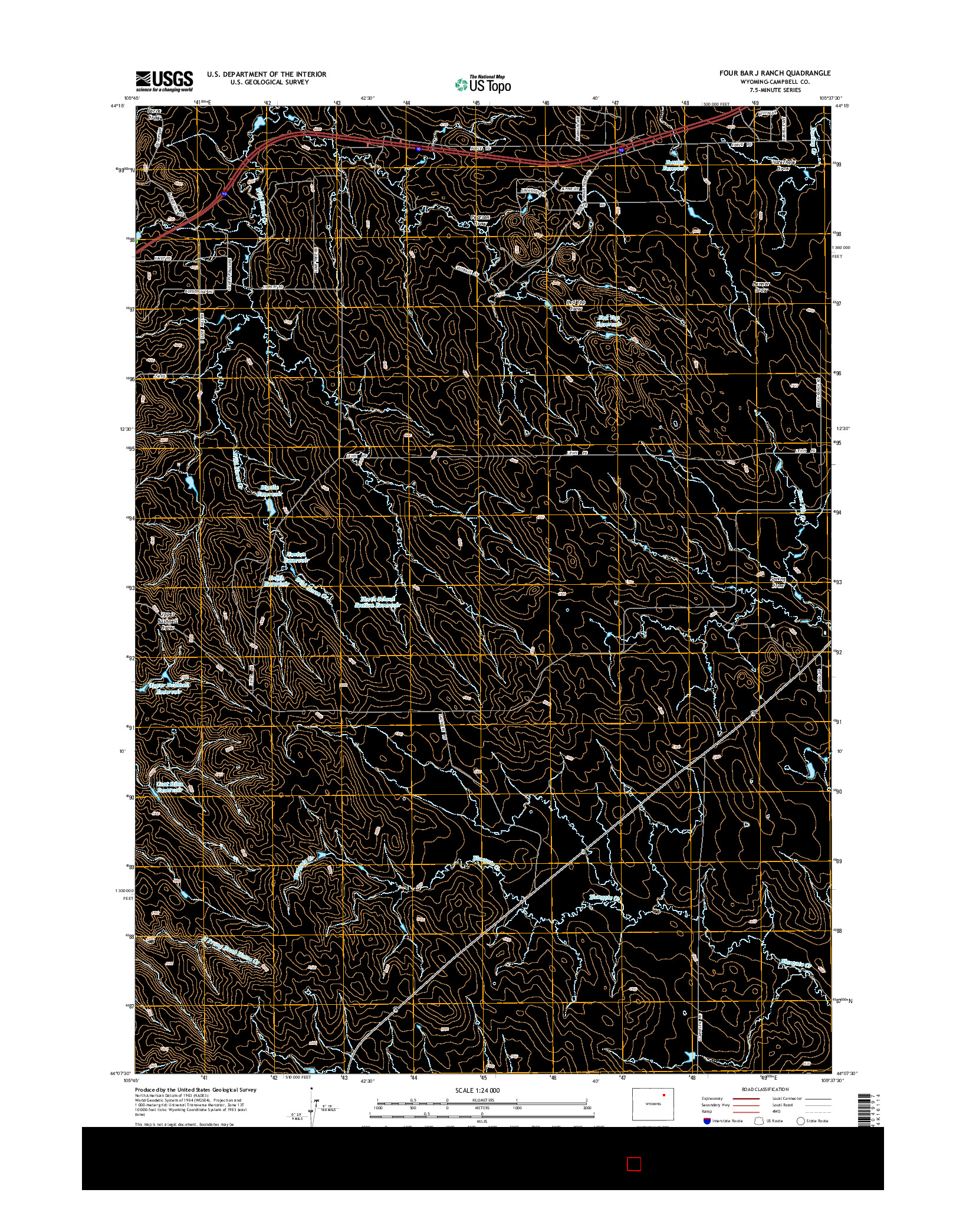 USGS US TOPO 7.5-MINUTE MAP FOR FOUR BAR J RANCH, WY 2015