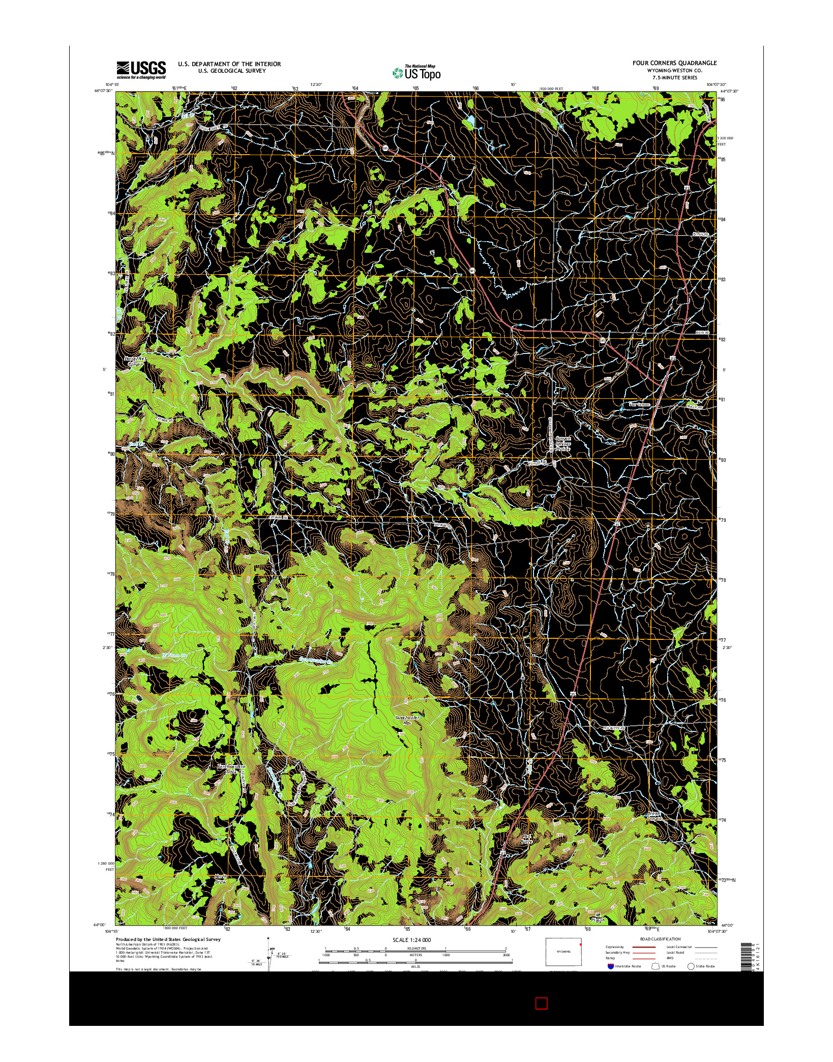 USGS US TOPO 7.5-MINUTE MAP FOR FOUR CORNERS, WY 2015