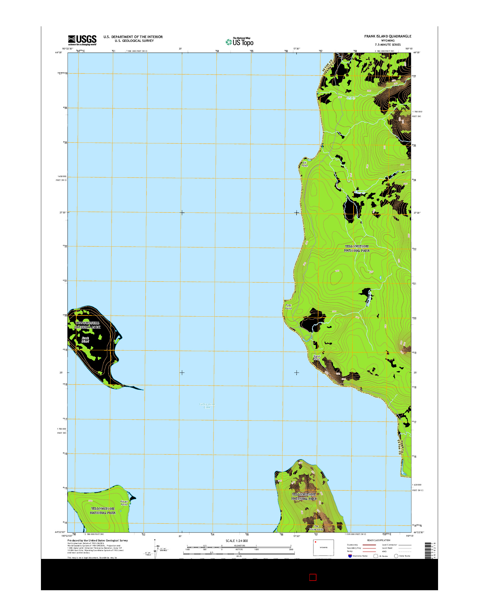 USGS US TOPO 7.5-MINUTE MAP FOR FRANK ISLAND, WY 2015