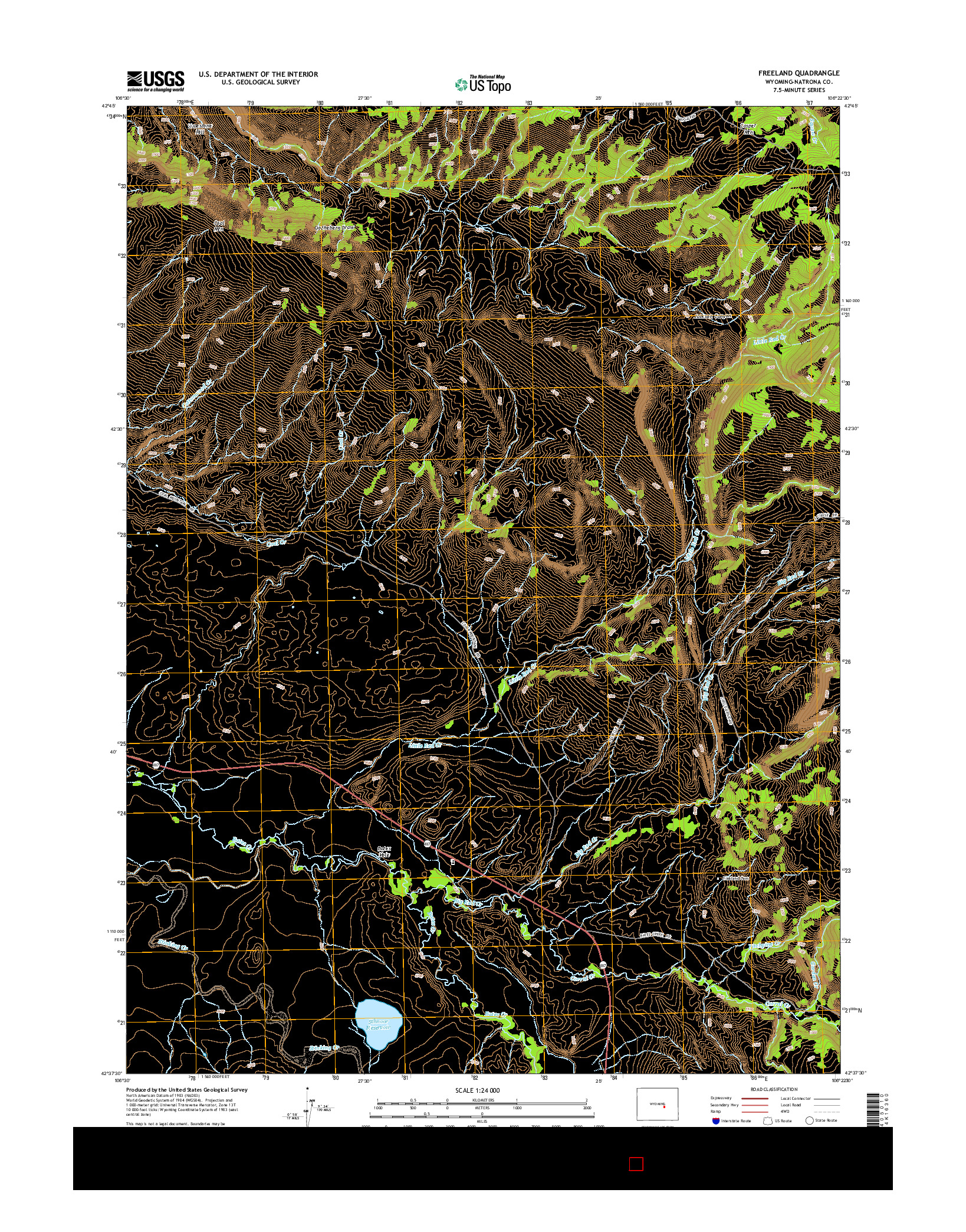 USGS US TOPO 7.5-MINUTE MAP FOR FREELAND, WY 2015