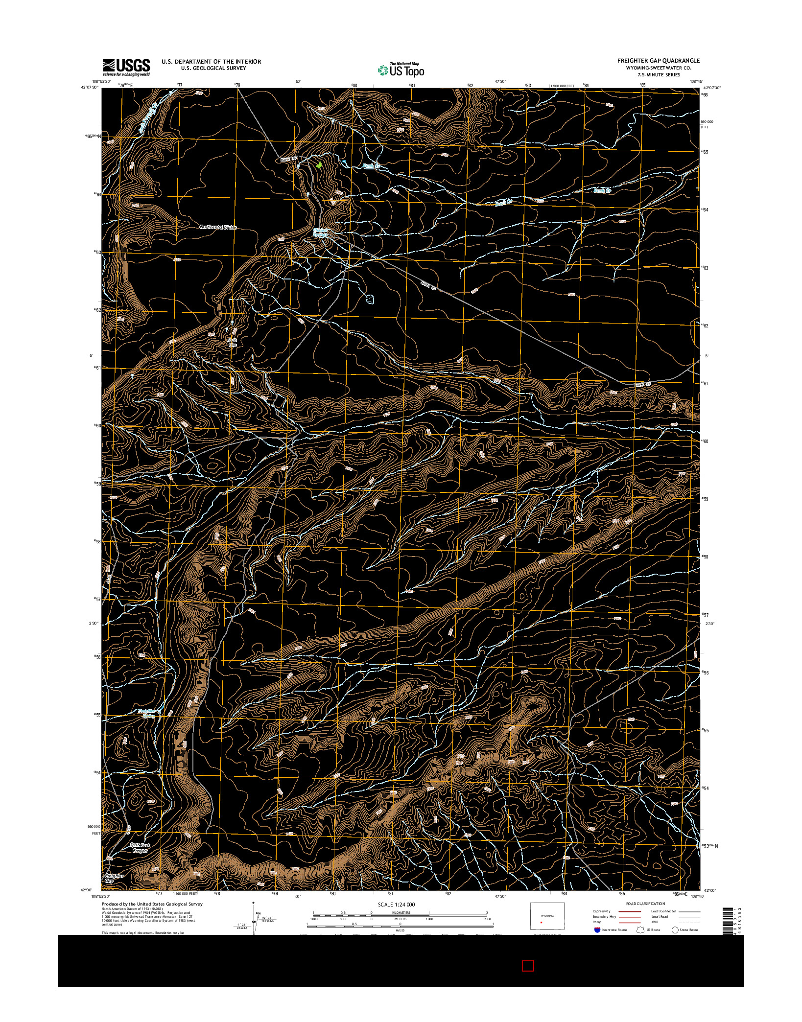 USGS US TOPO 7.5-MINUTE MAP FOR FREIGHTER GAP, WY 2015