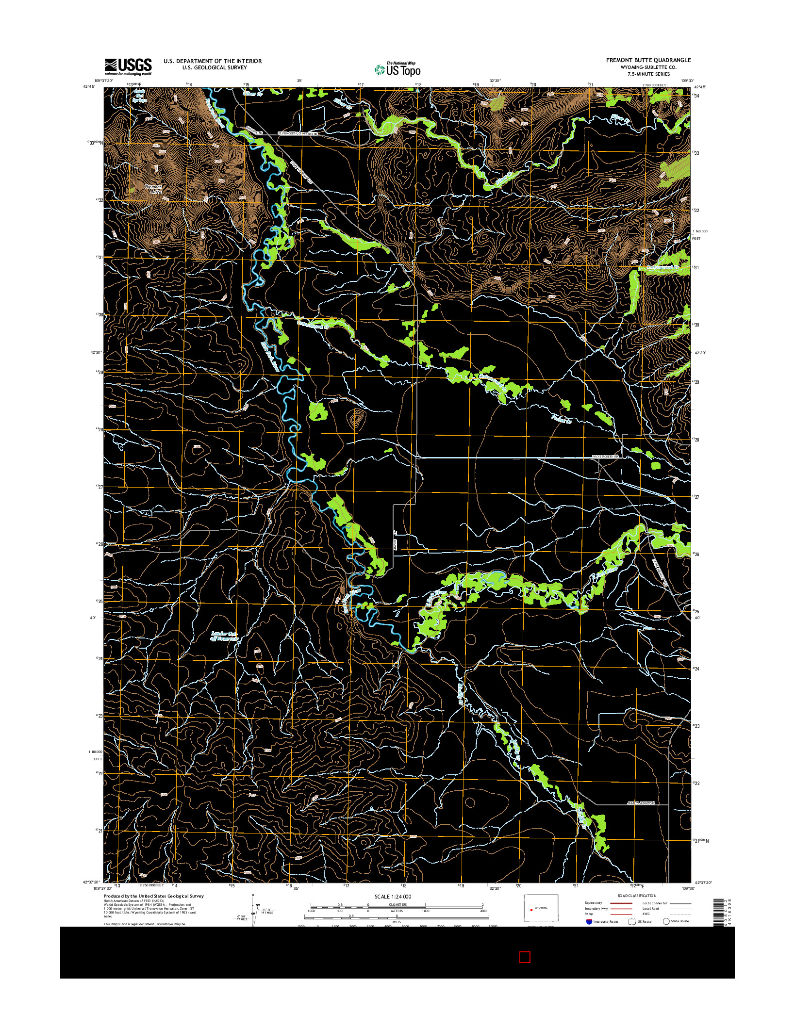 USGS US TOPO 7.5-MINUTE MAP FOR FREMONT BUTTE, WY 2015