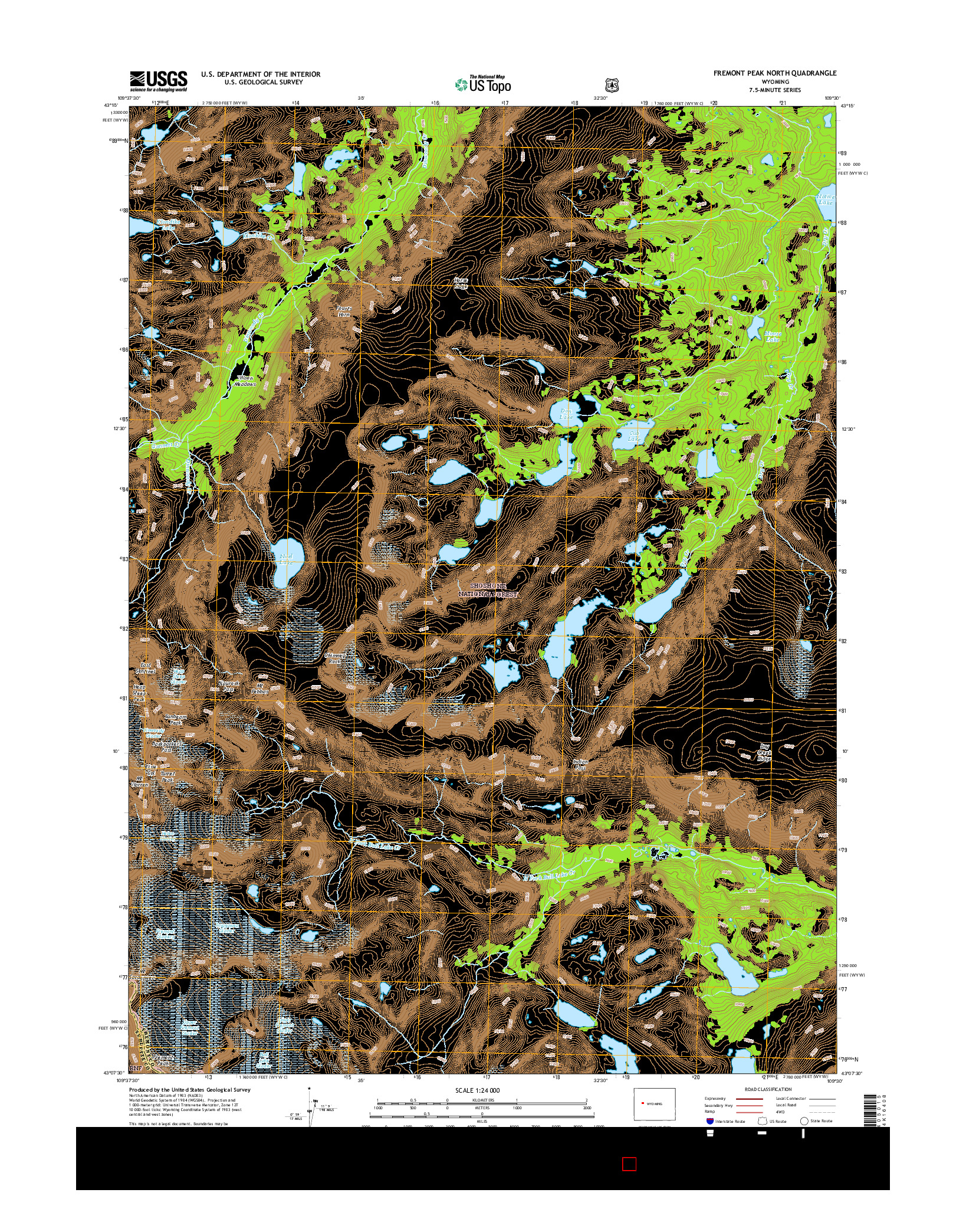 USGS US TOPO 7.5-MINUTE MAP FOR FREMONT PEAK NORTH, WY 2015