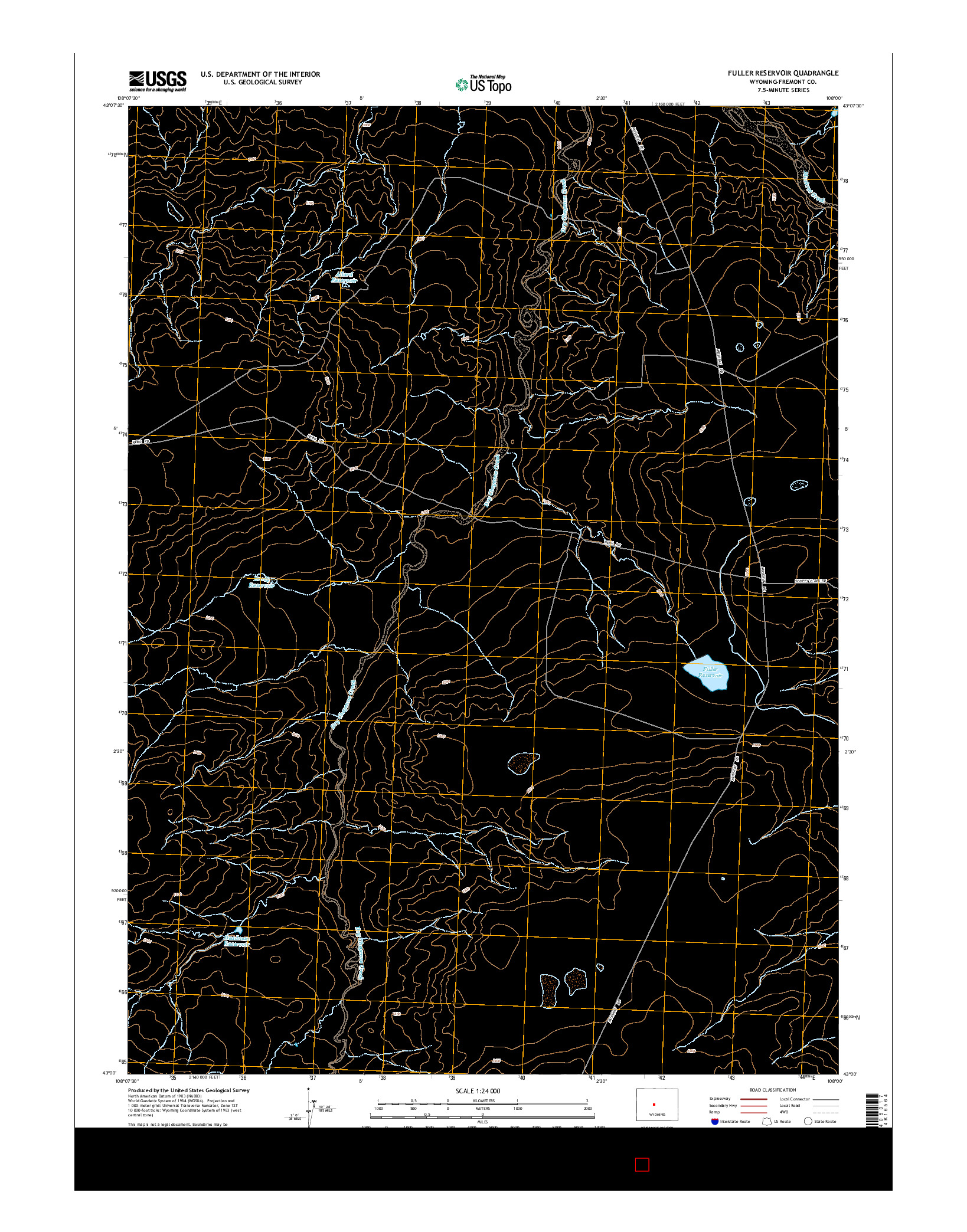USGS US TOPO 7.5-MINUTE MAP FOR FULLER RESERVOIR, WY 2015