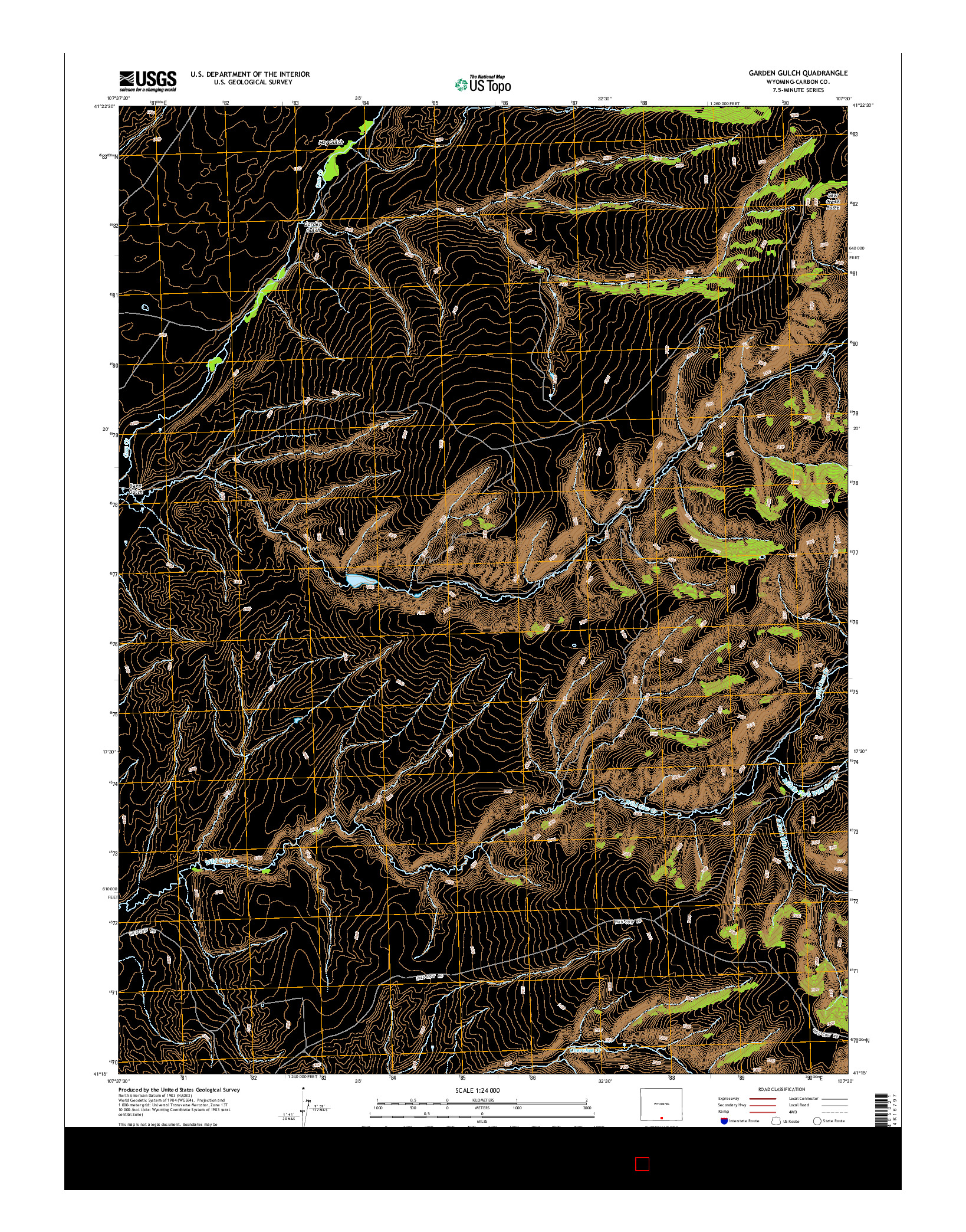 USGS US TOPO 7.5-MINUTE MAP FOR GARDEN GULCH, WY 2015