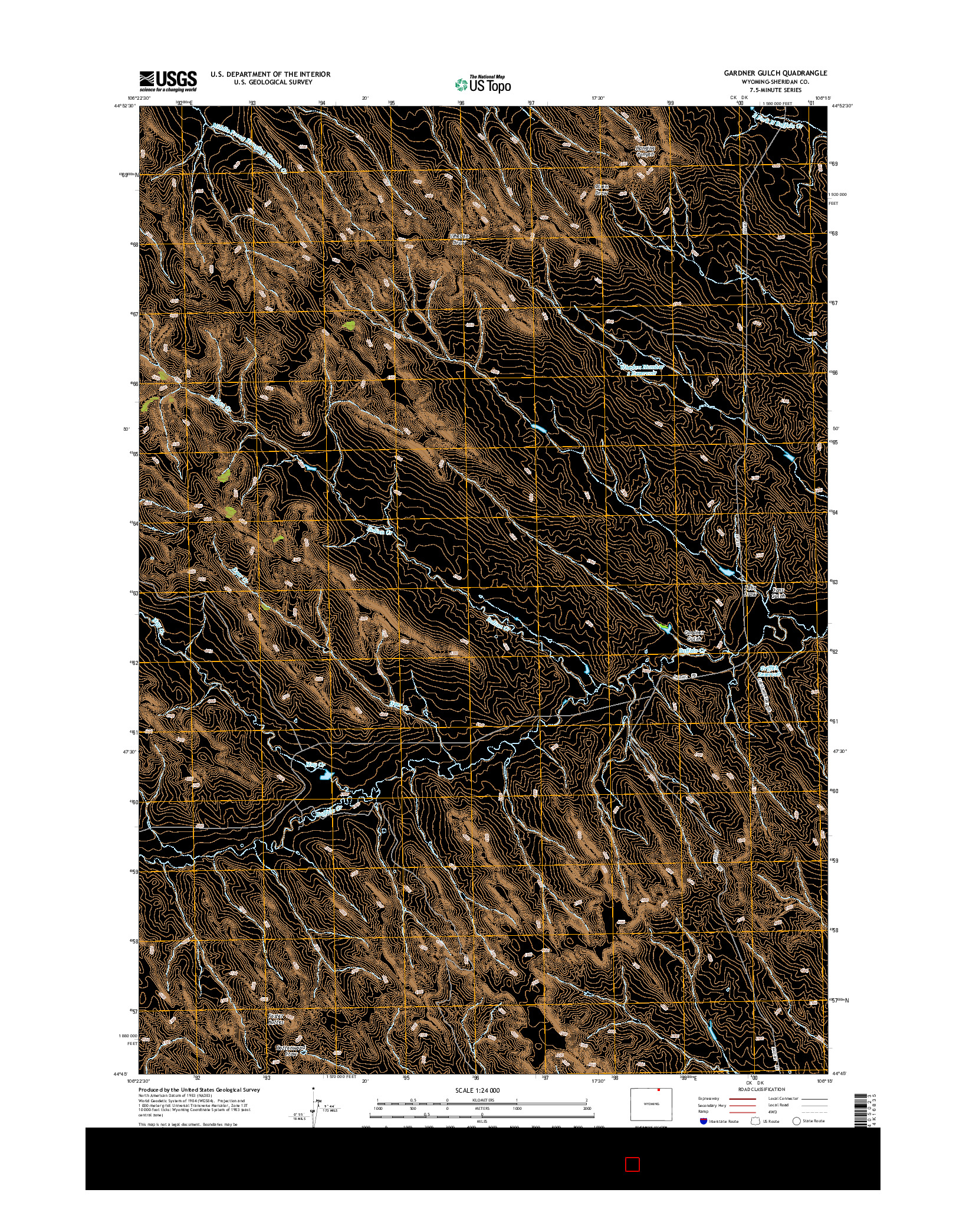 USGS US TOPO 7.5-MINUTE MAP FOR GARDNER GULCH, WY 2015