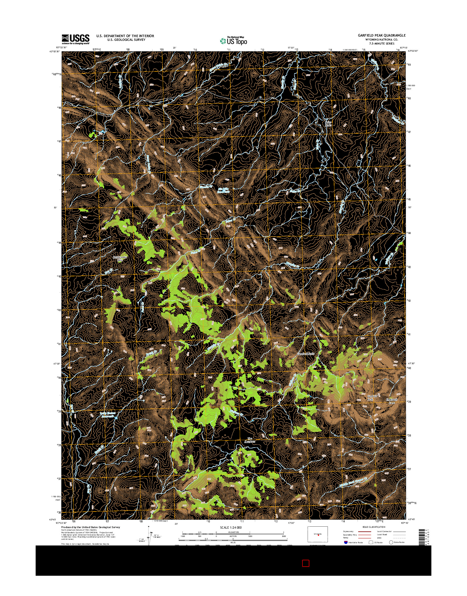 USGS US TOPO 7.5-MINUTE MAP FOR GARFIELD PEAK, WY 2015