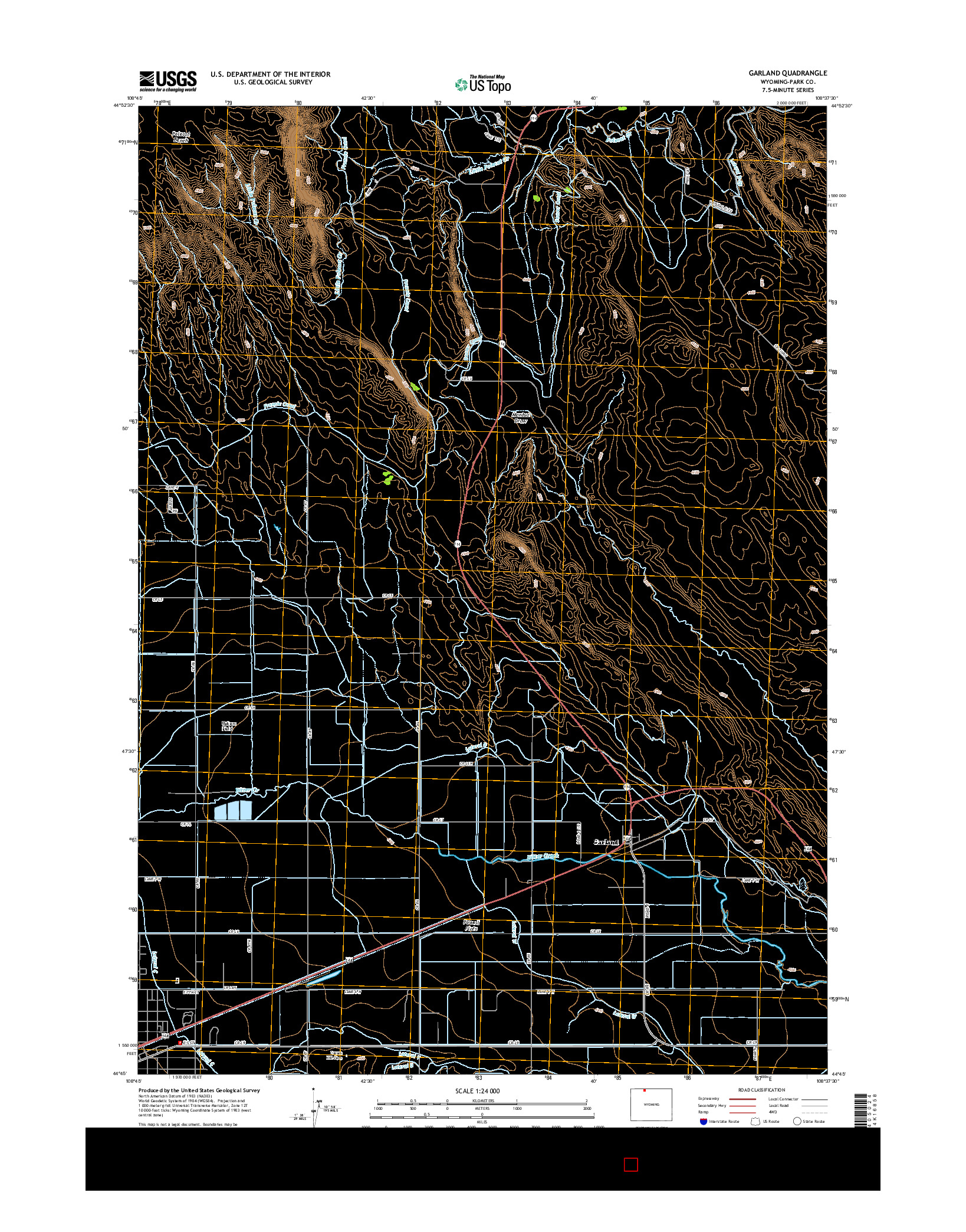 USGS US TOPO 7.5-MINUTE MAP FOR GARLAND, WY 2015