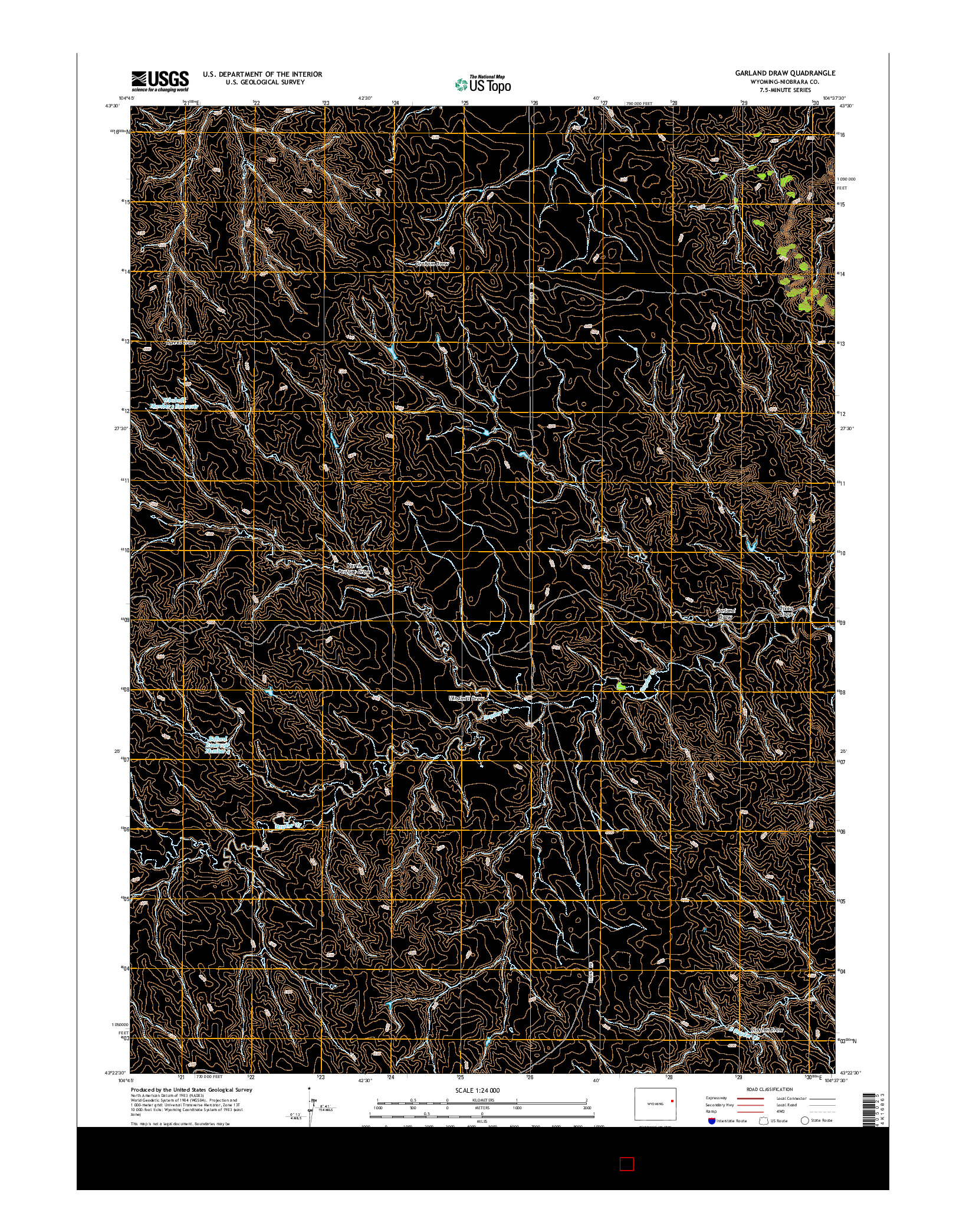 USGS US TOPO 7.5-MINUTE MAP FOR GARLAND DRAW, WY 2015