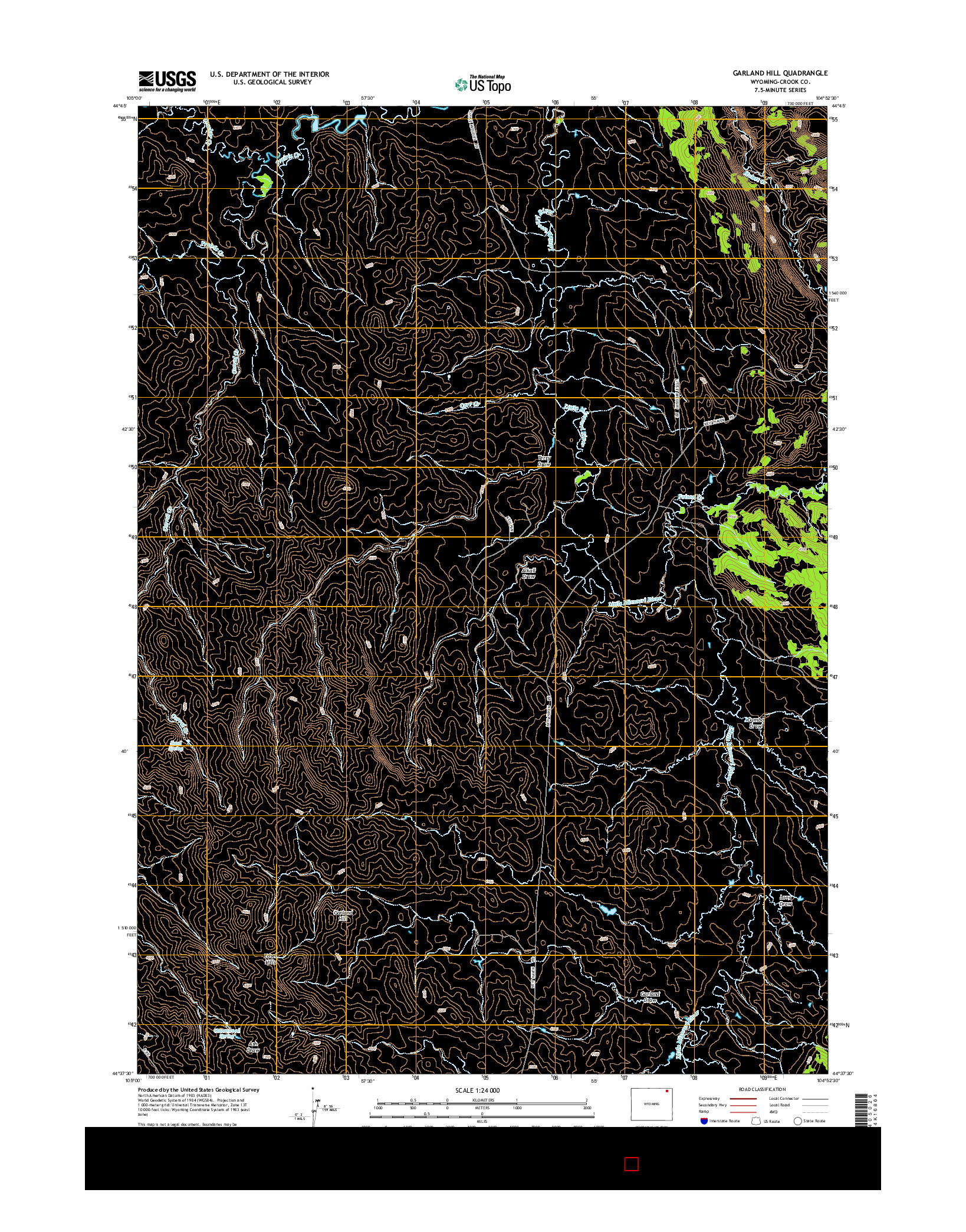 USGS US TOPO 7.5-MINUTE MAP FOR GARLAND HILL, WY 2015