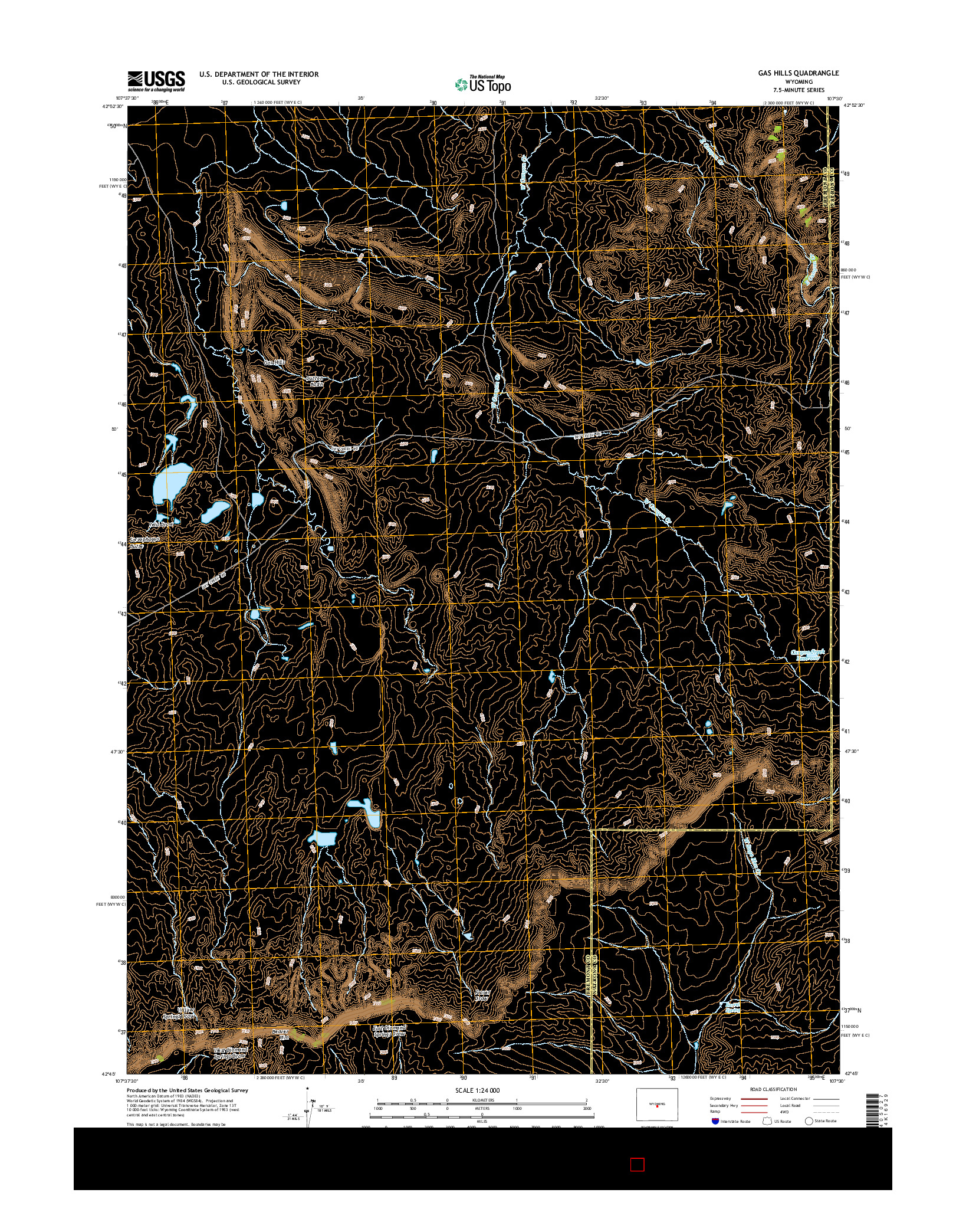 USGS US TOPO 7.5-MINUTE MAP FOR GAS HILLS, WY 2015