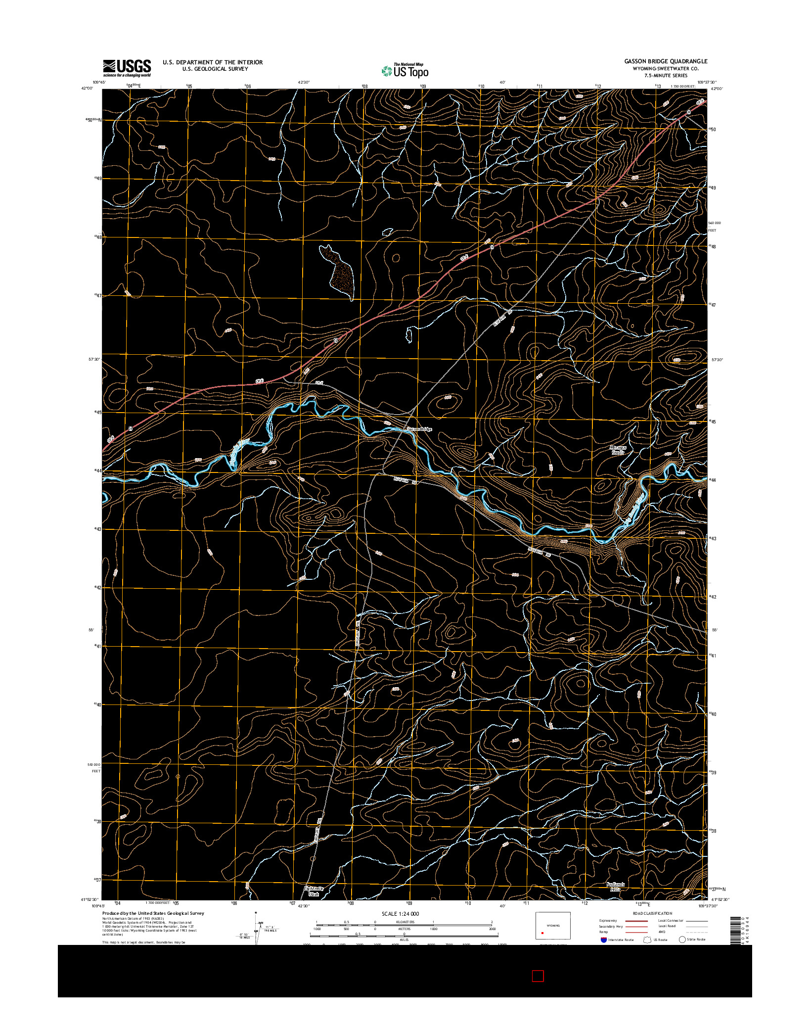 USGS US TOPO 7.5-MINUTE MAP FOR GASSON BRIDGE, WY 2015