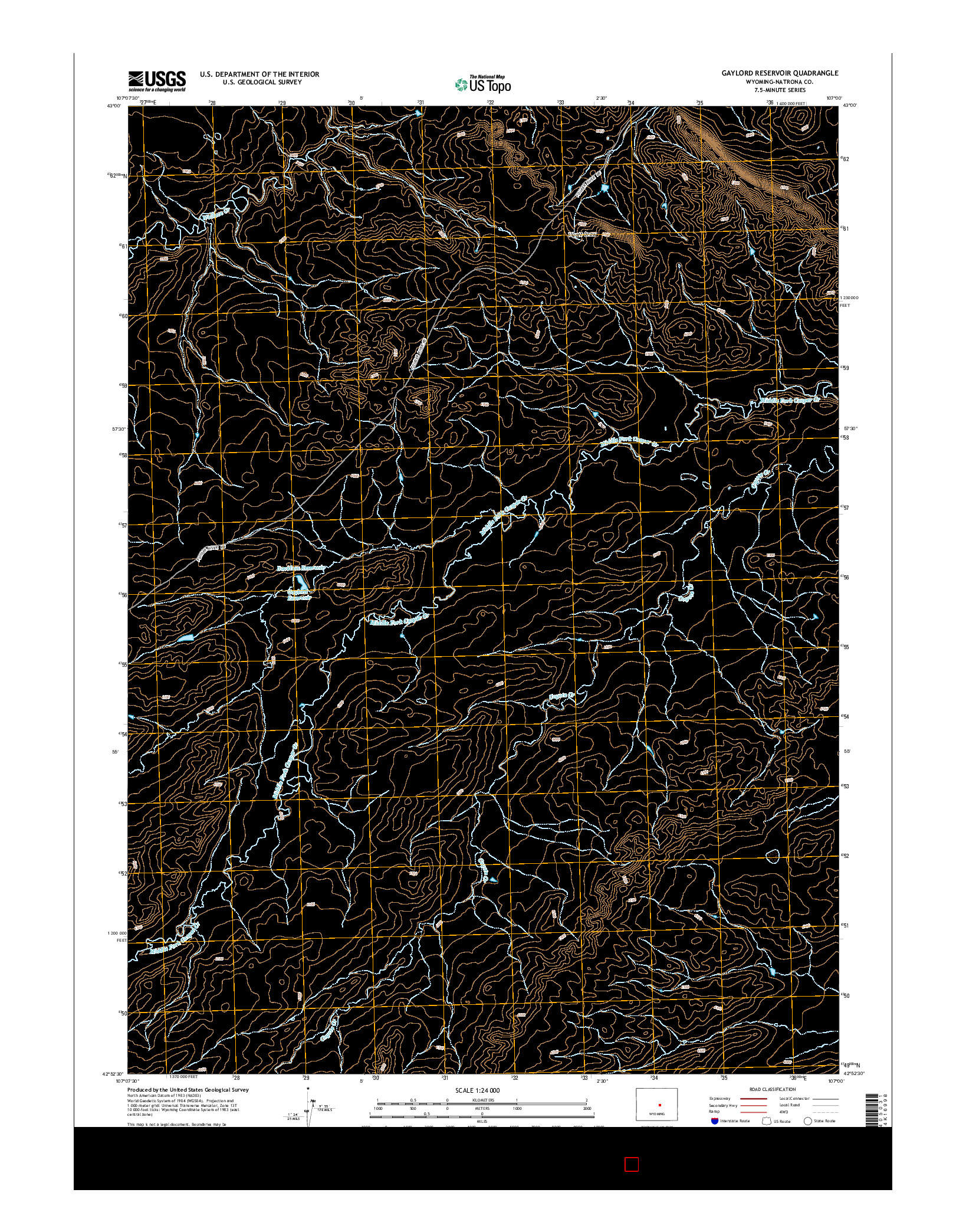 USGS US TOPO 7.5-MINUTE MAP FOR GAYLORD RESERVOIR, WY 2015