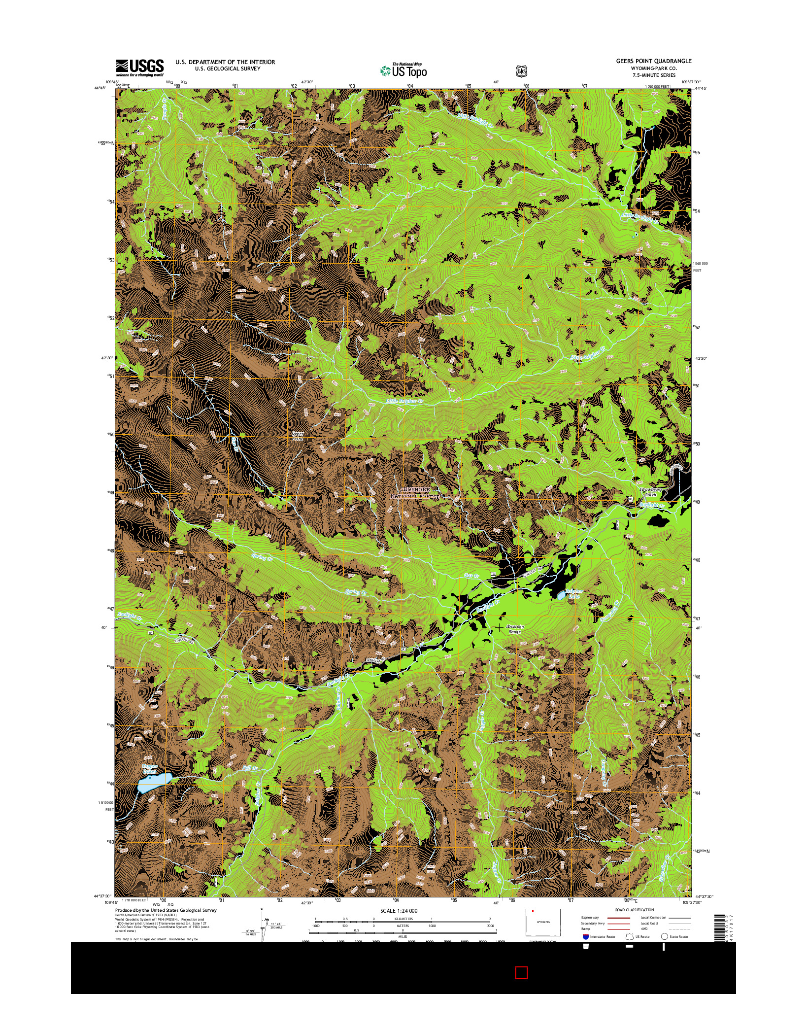 USGS US TOPO 7.5-MINUTE MAP FOR GEERS POINT, WY 2015