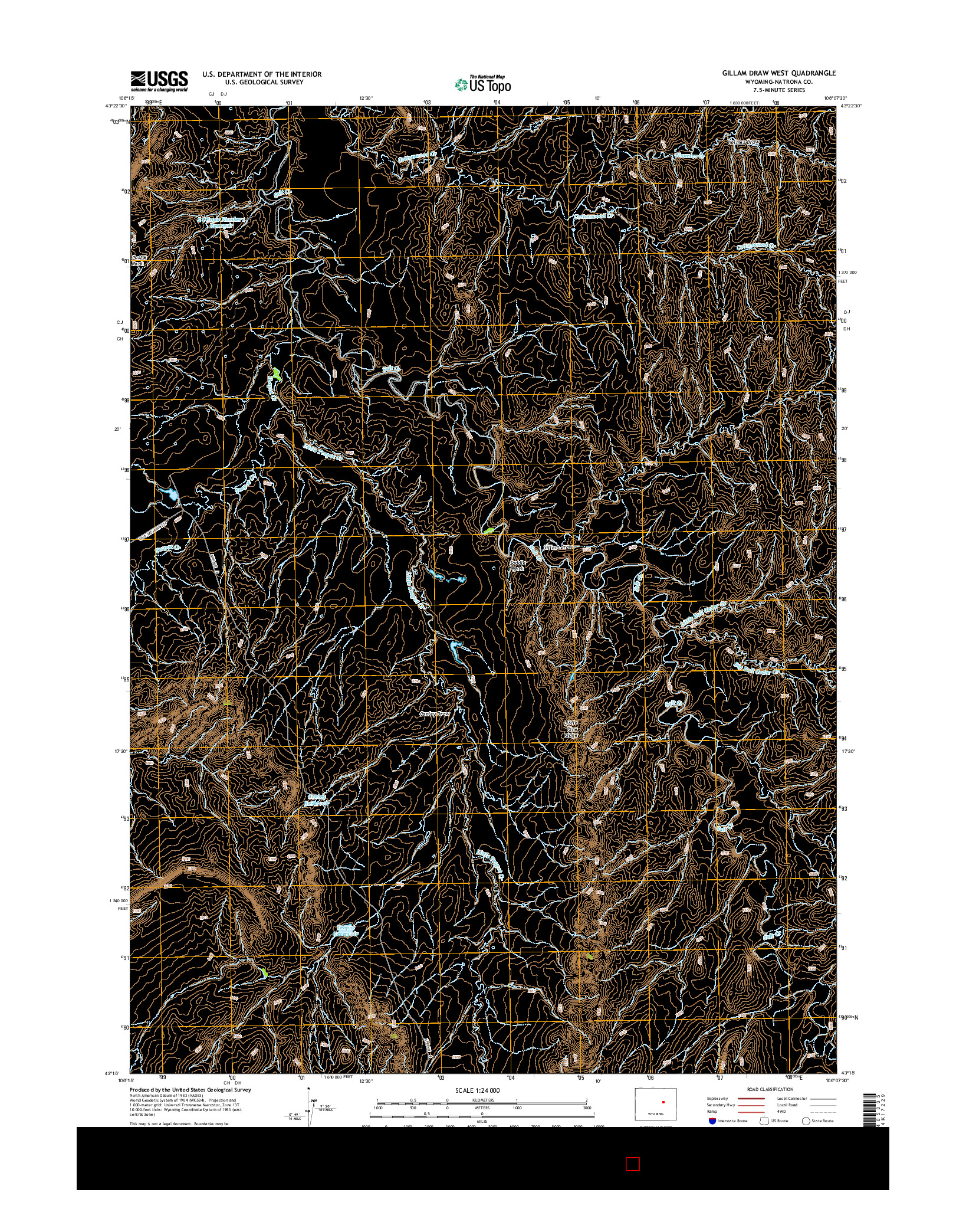 USGS US TOPO 7.5-MINUTE MAP FOR GILLAM DRAW WEST, WY 2015