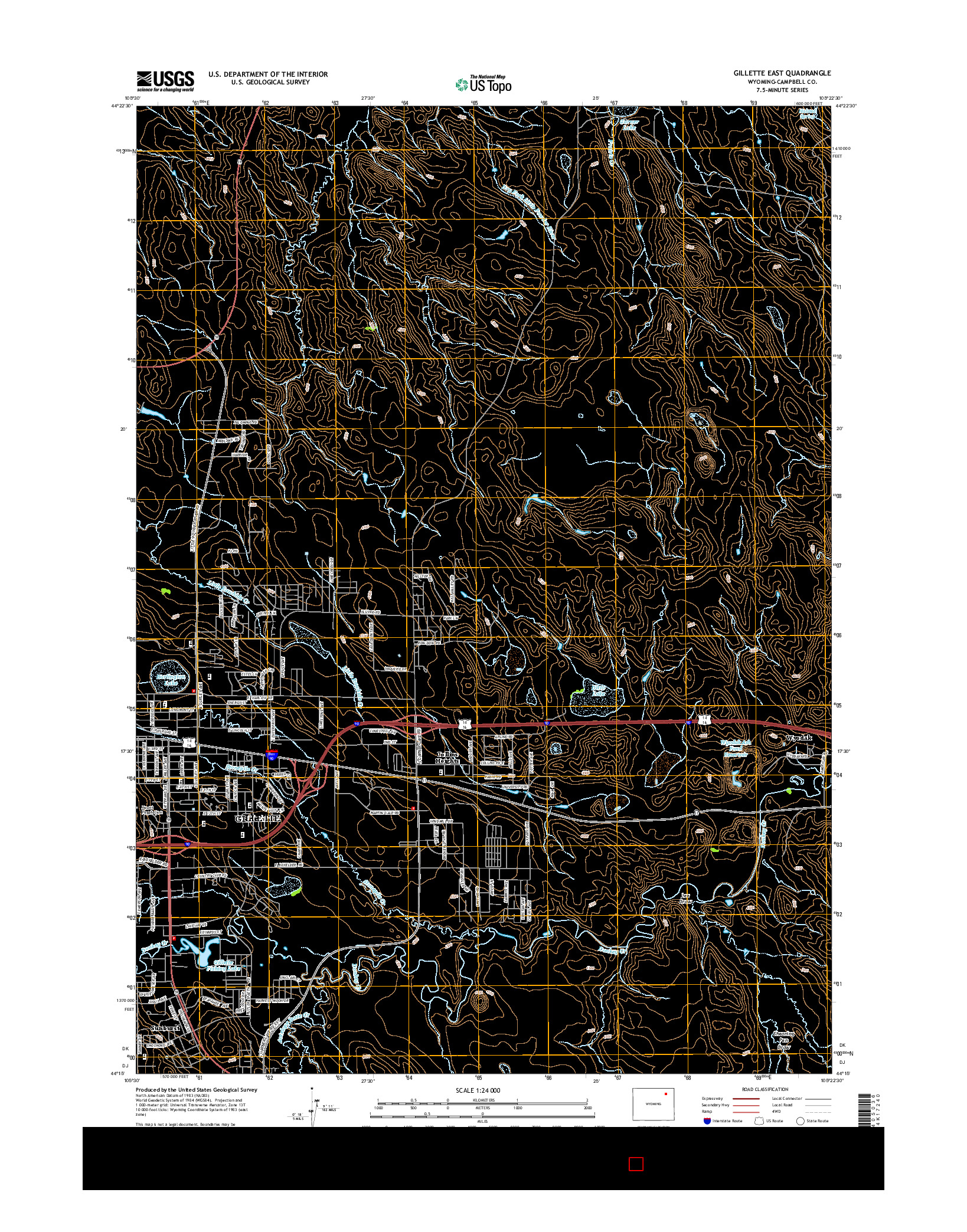 USGS US TOPO 7.5-MINUTE MAP FOR GILLETTE EAST, WY 2015