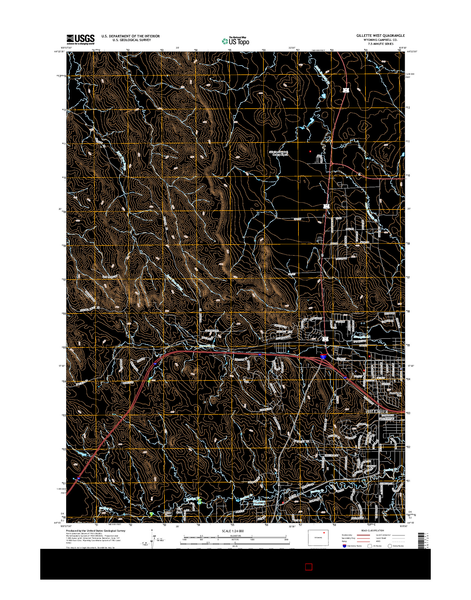 USGS US TOPO 7.5-MINUTE MAP FOR GILLETTE WEST, WY 2015
