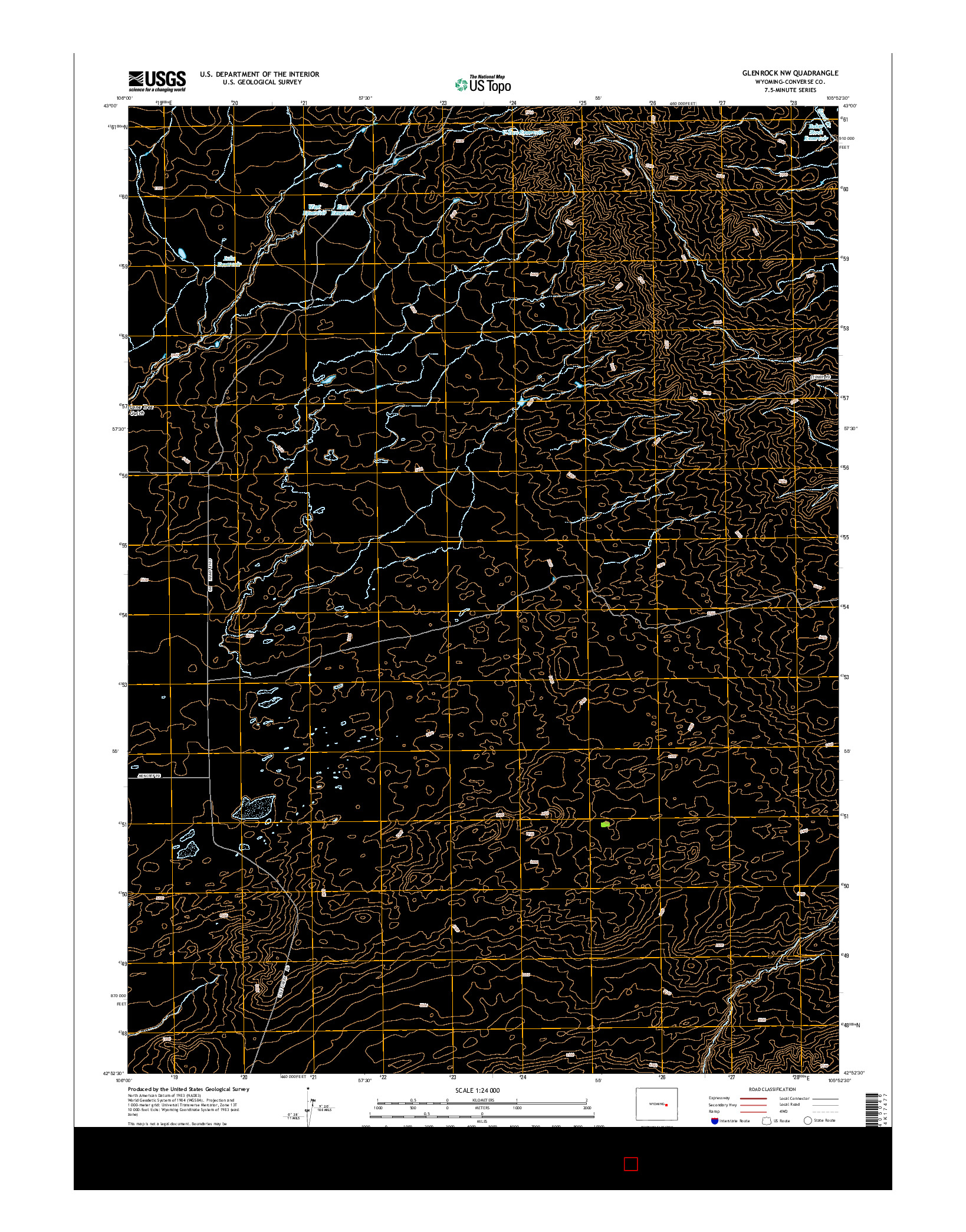 USGS US TOPO 7.5-MINUTE MAP FOR GLENROCK NW, WY 2015