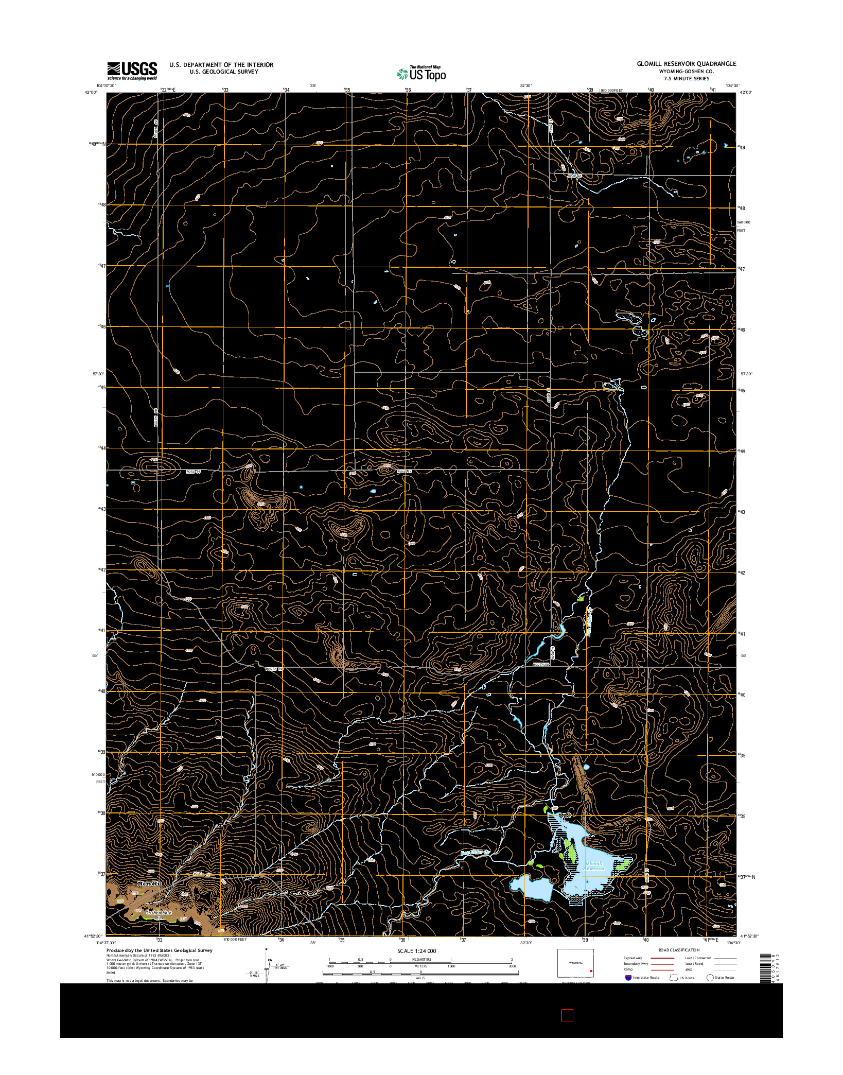 USGS US TOPO 7.5-MINUTE MAP FOR GLOMILL RESERVOIR, WY 2015
