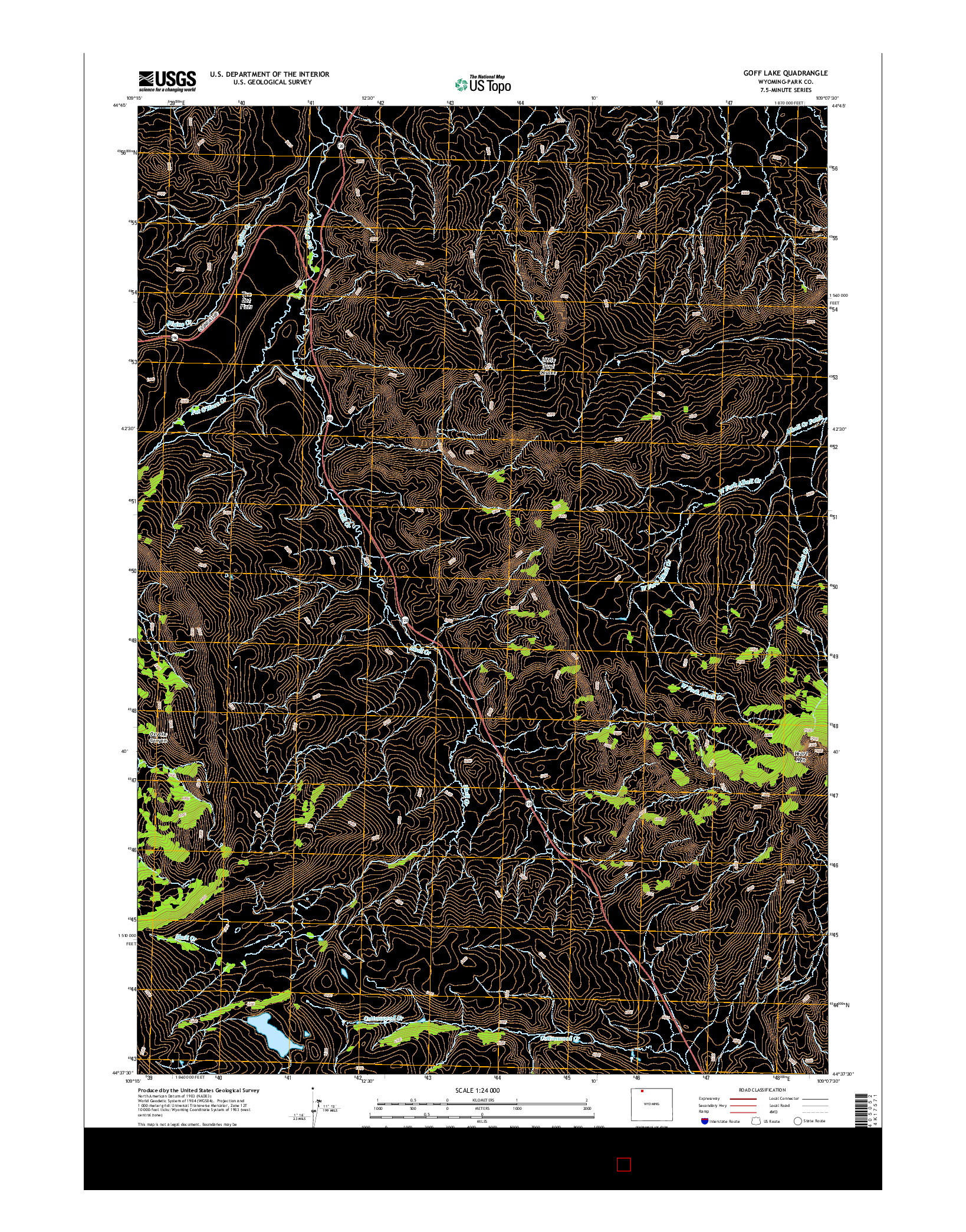 USGS US TOPO 7.5-MINUTE MAP FOR GOFF LAKE, WY 2015