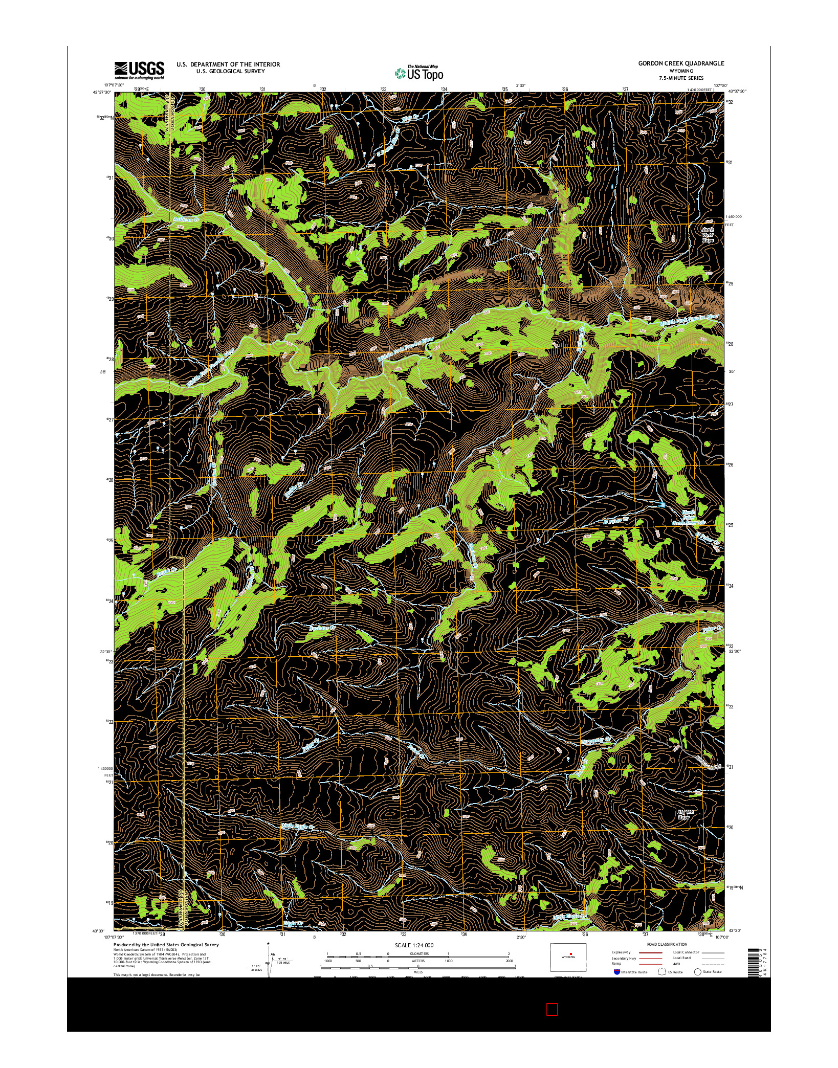 USGS US TOPO 7.5-MINUTE MAP FOR GORDON CREEK, WY 2015