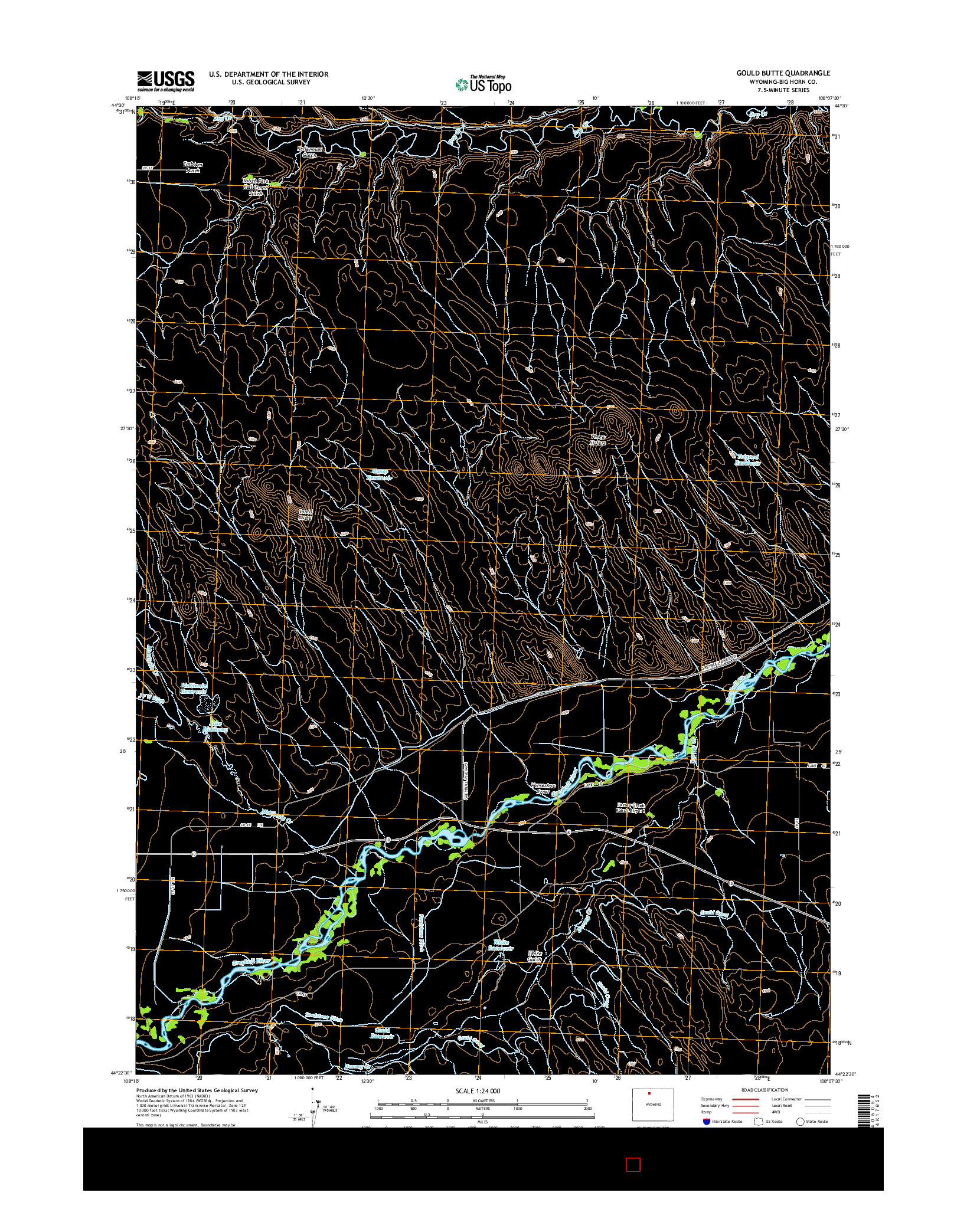 USGS US TOPO 7.5-MINUTE MAP FOR GOULD BUTTE, WY 2015