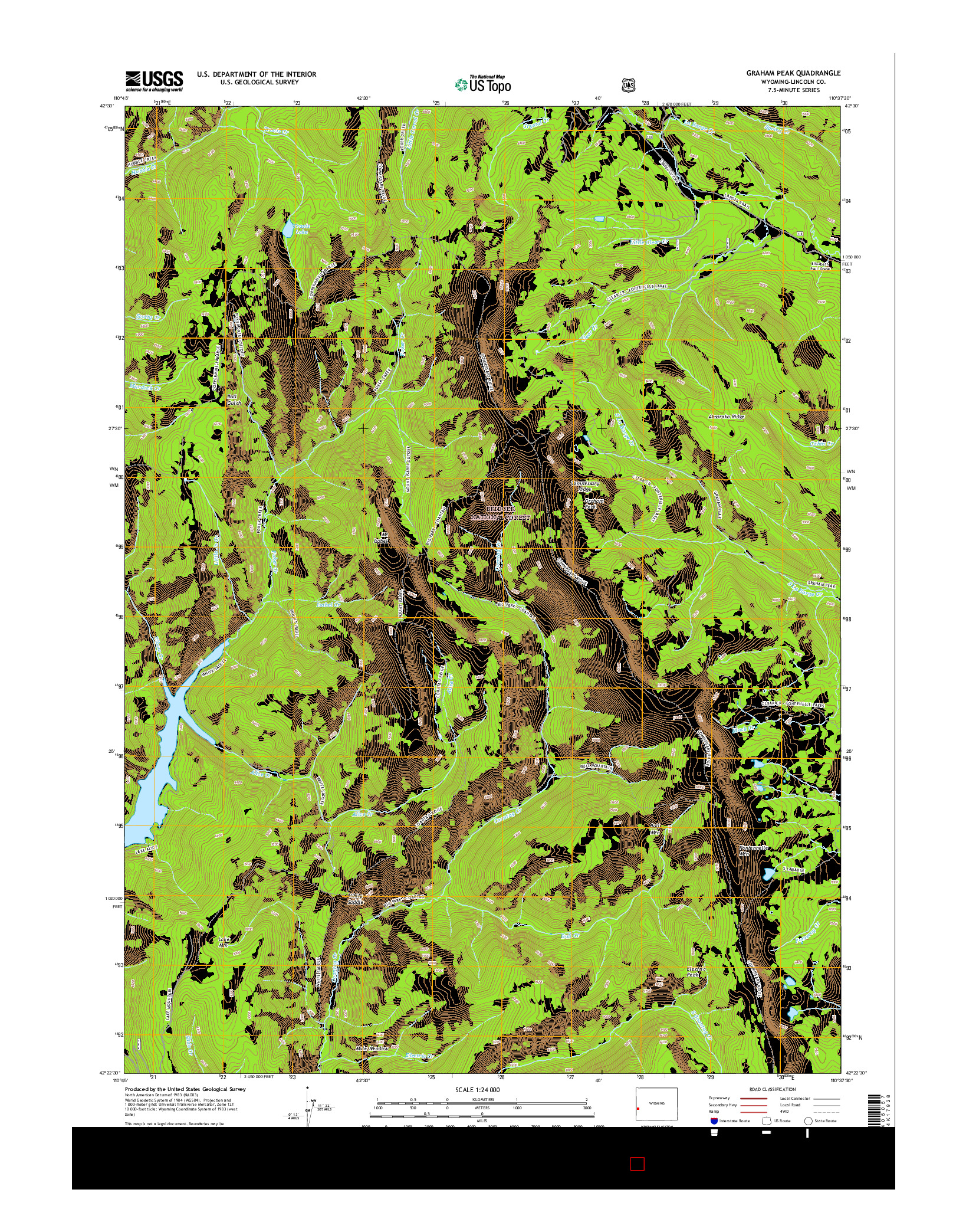 USGS US TOPO 7.5-MINUTE MAP FOR GRAHAM PEAK, WY 2015