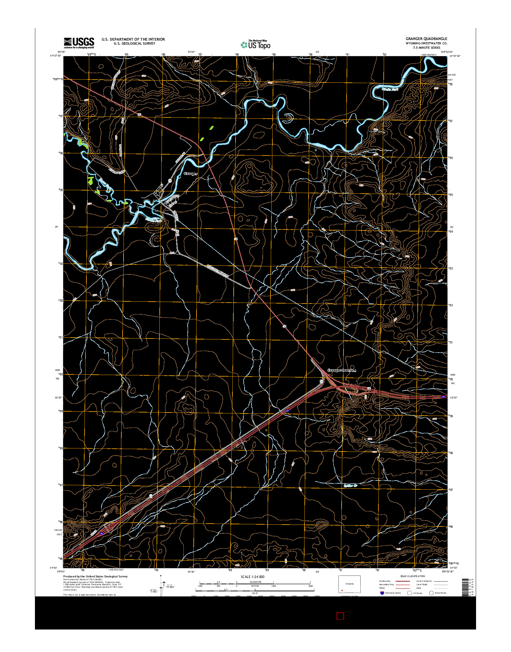 USGS US TOPO 7.5-MINUTE MAP FOR GRANGER, WY 2015