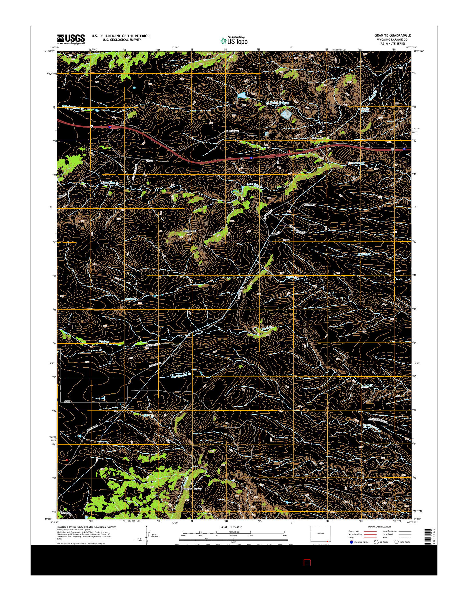 USGS US TOPO 7.5-MINUTE MAP FOR GRANITE, WY 2015