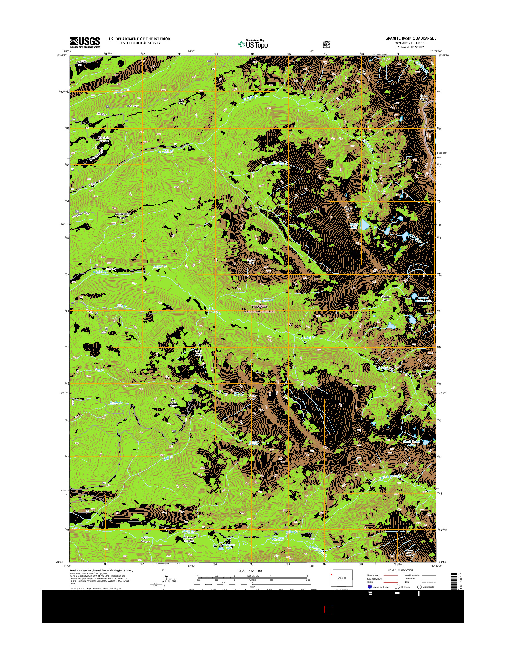 USGS US TOPO 7.5-MINUTE MAP FOR GRANITE BASIN, WY 2015