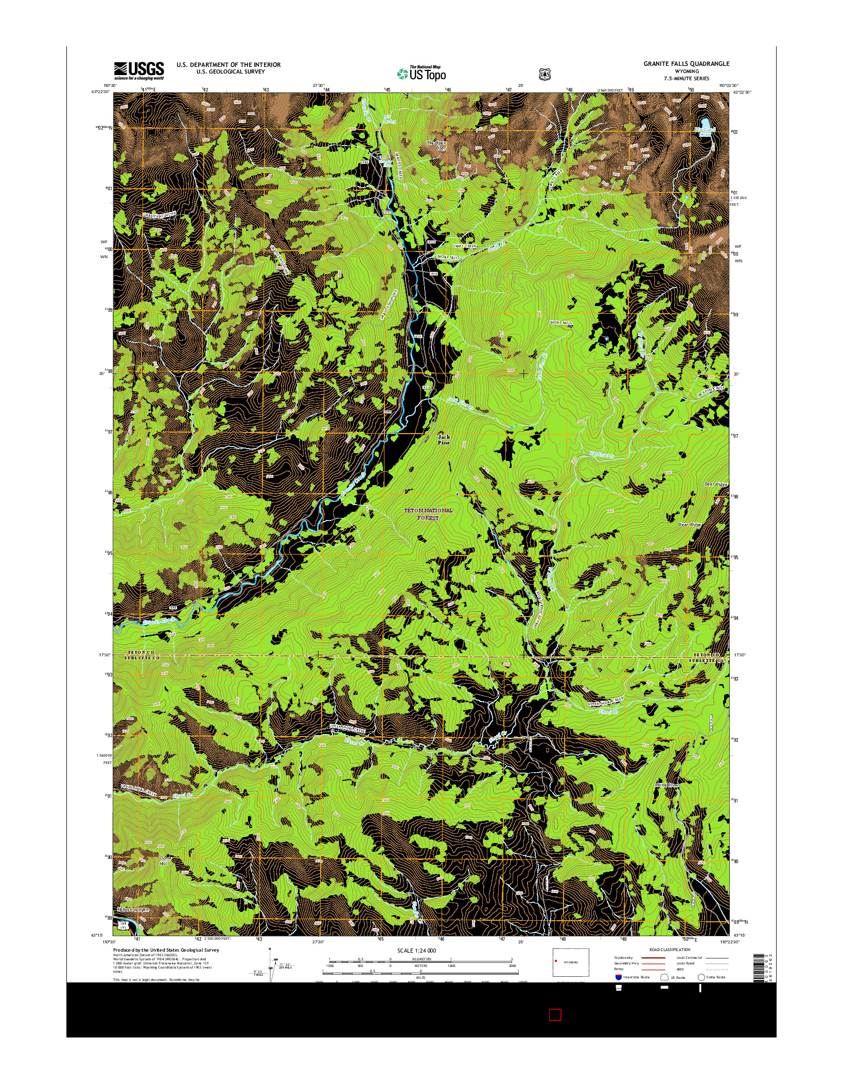 USGS US TOPO 7.5-MINUTE MAP FOR GRANITE FALLS, WY 2015
