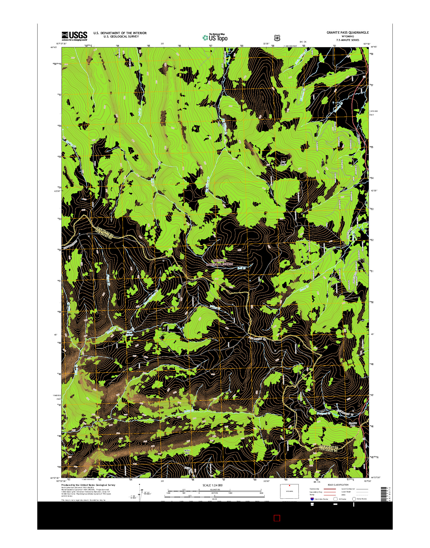 USGS US TOPO 7.5-MINUTE MAP FOR GRANITE PASS, WY 2015