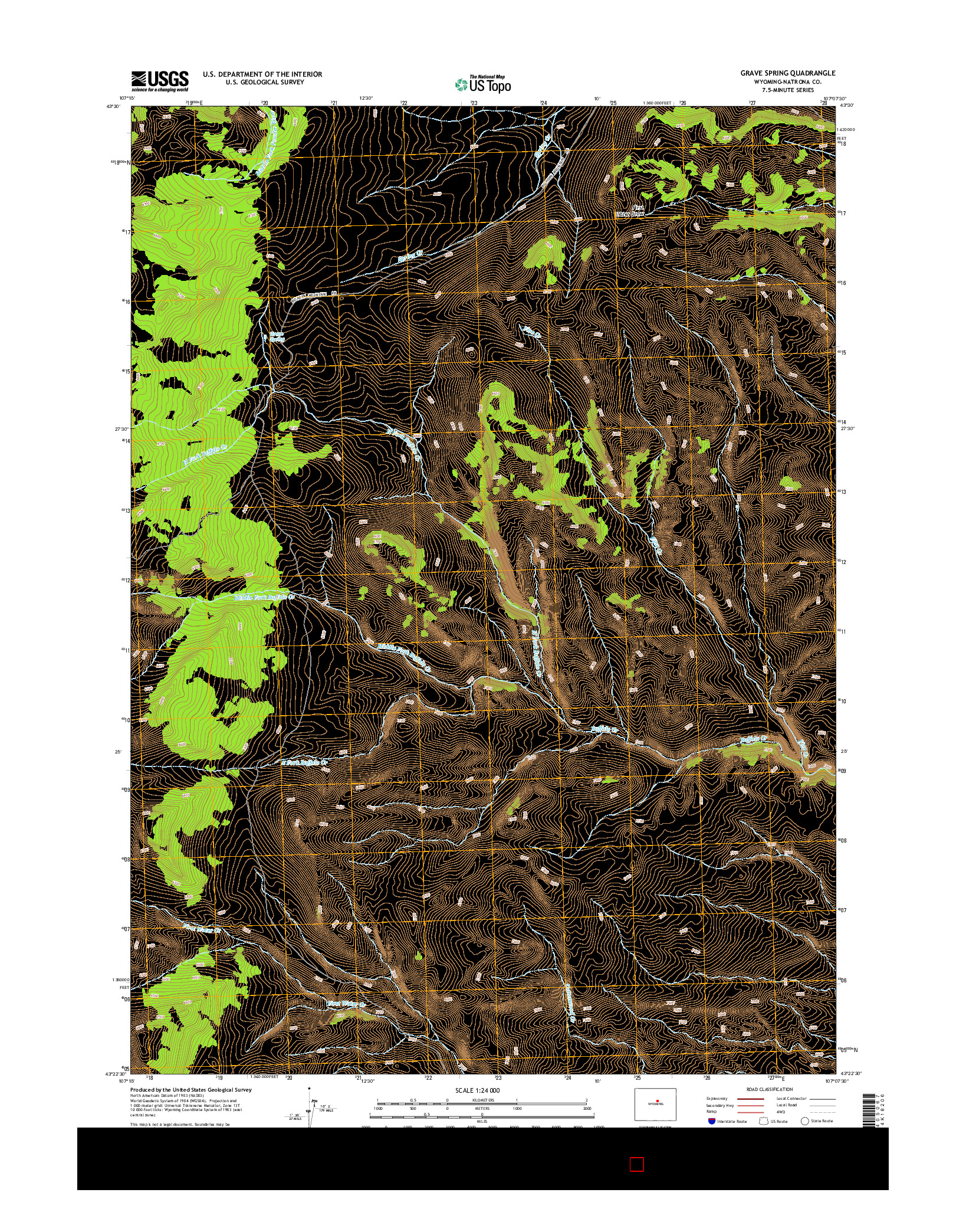 USGS US TOPO 7.5-MINUTE MAP FOR GRAVE SPRING, WY 2015