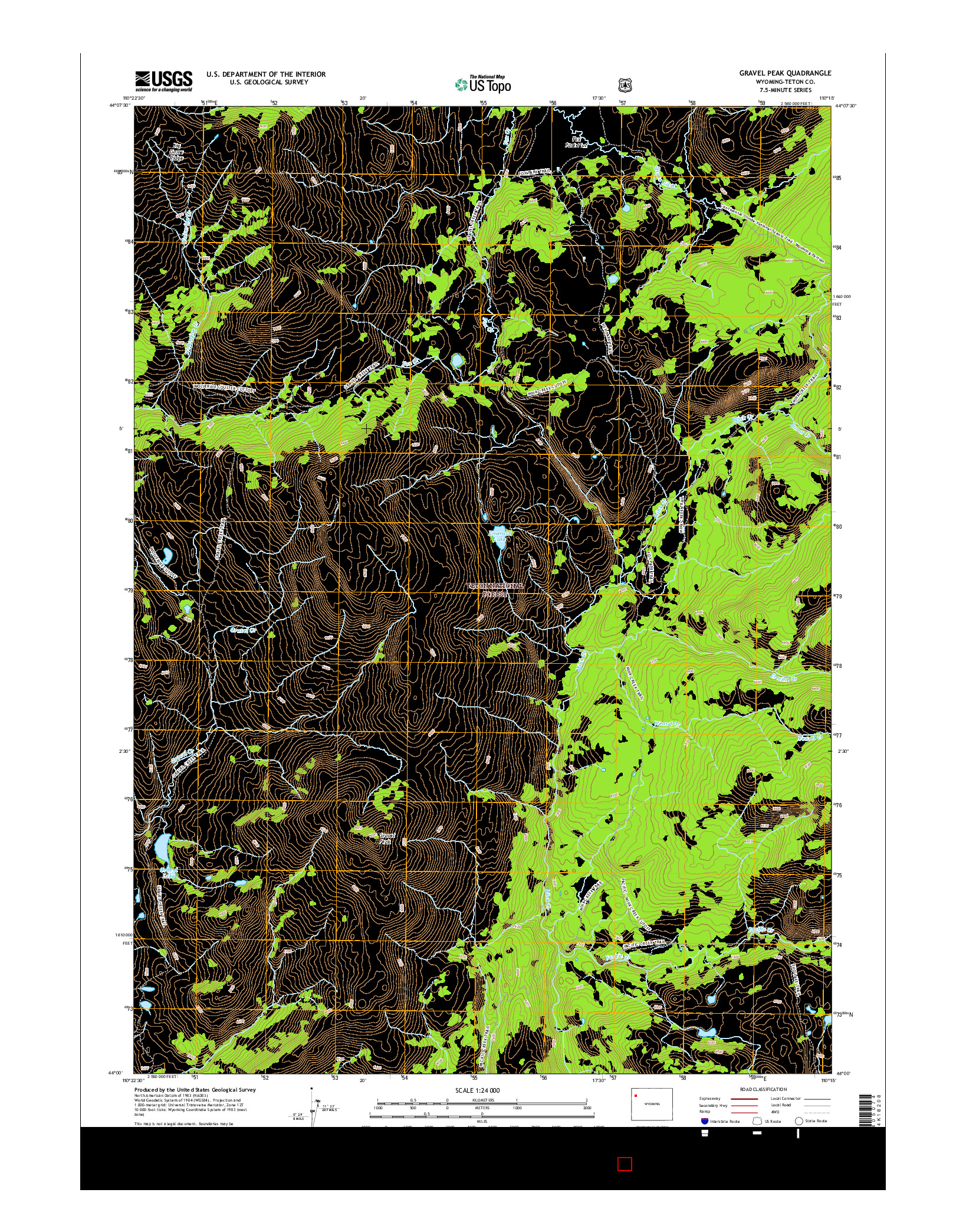 USGS US TOPO 7.5-MINUTE MAP FOR GRAVEL PEAK, WY 2015