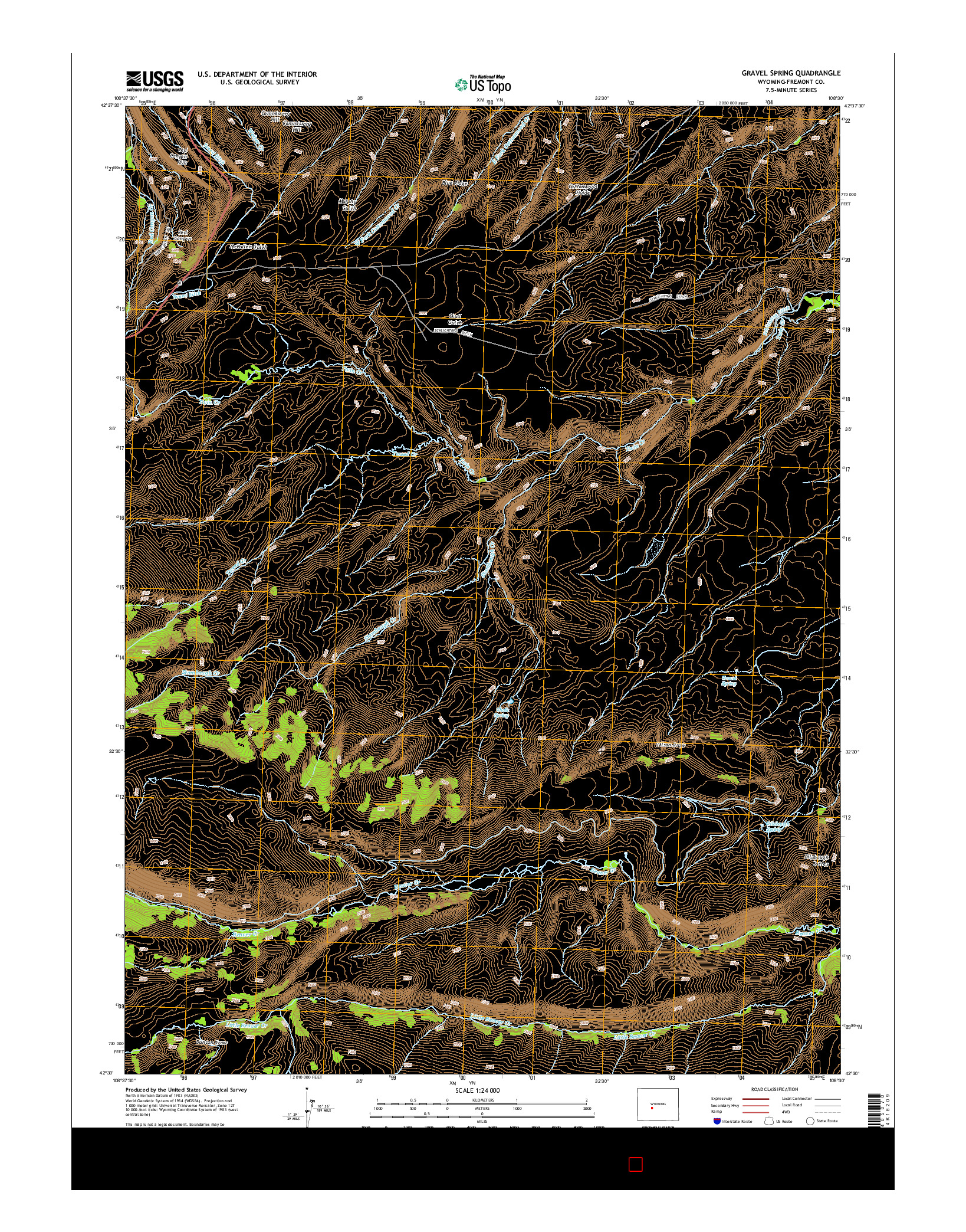 USGS US TOPO 7.5-MINUTE MAP FOR GRAVEL SPRING, WY 2015