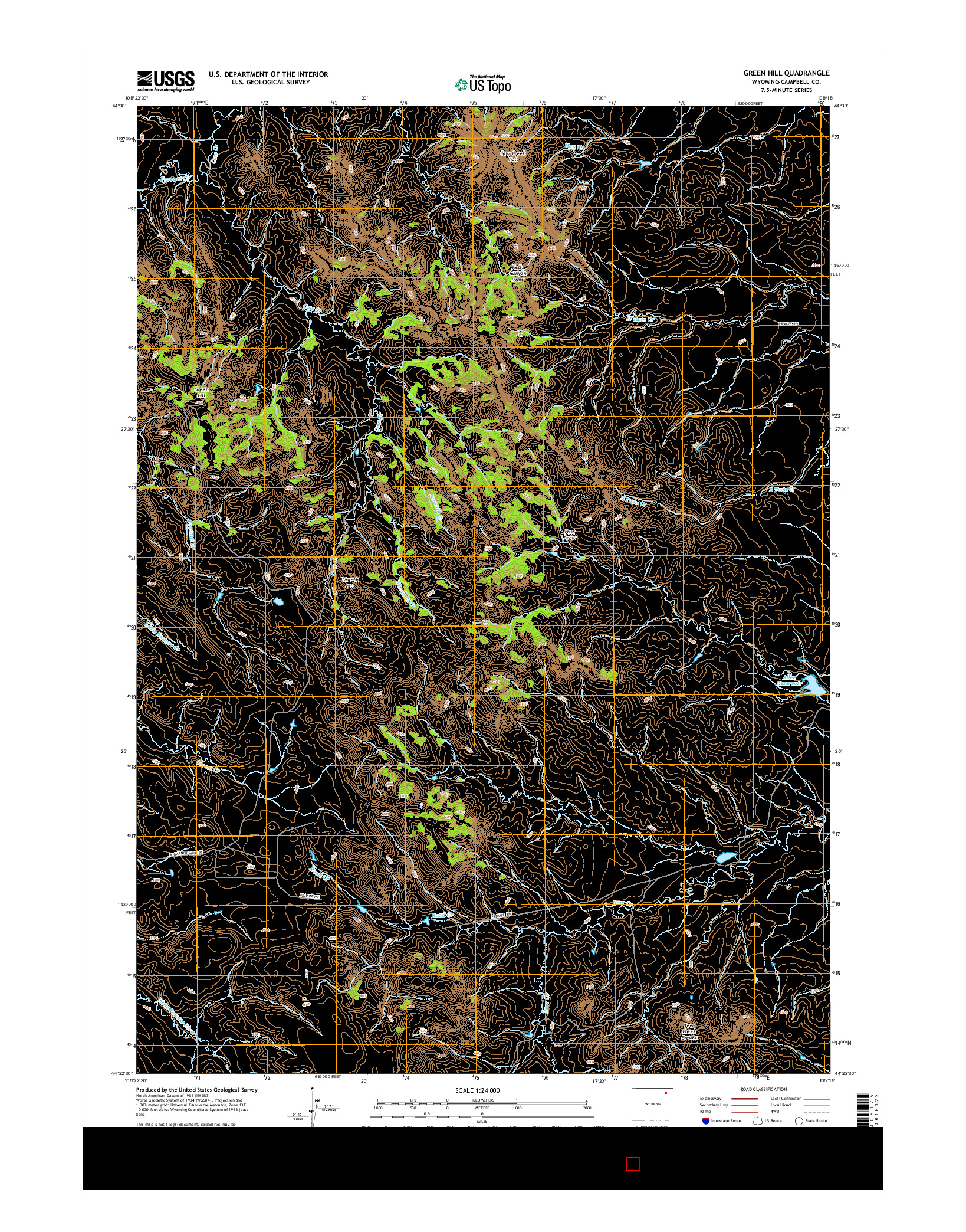 USGS US TOPO 7.5-MINUTE MAP FOR GREEN HILL, WY 2015