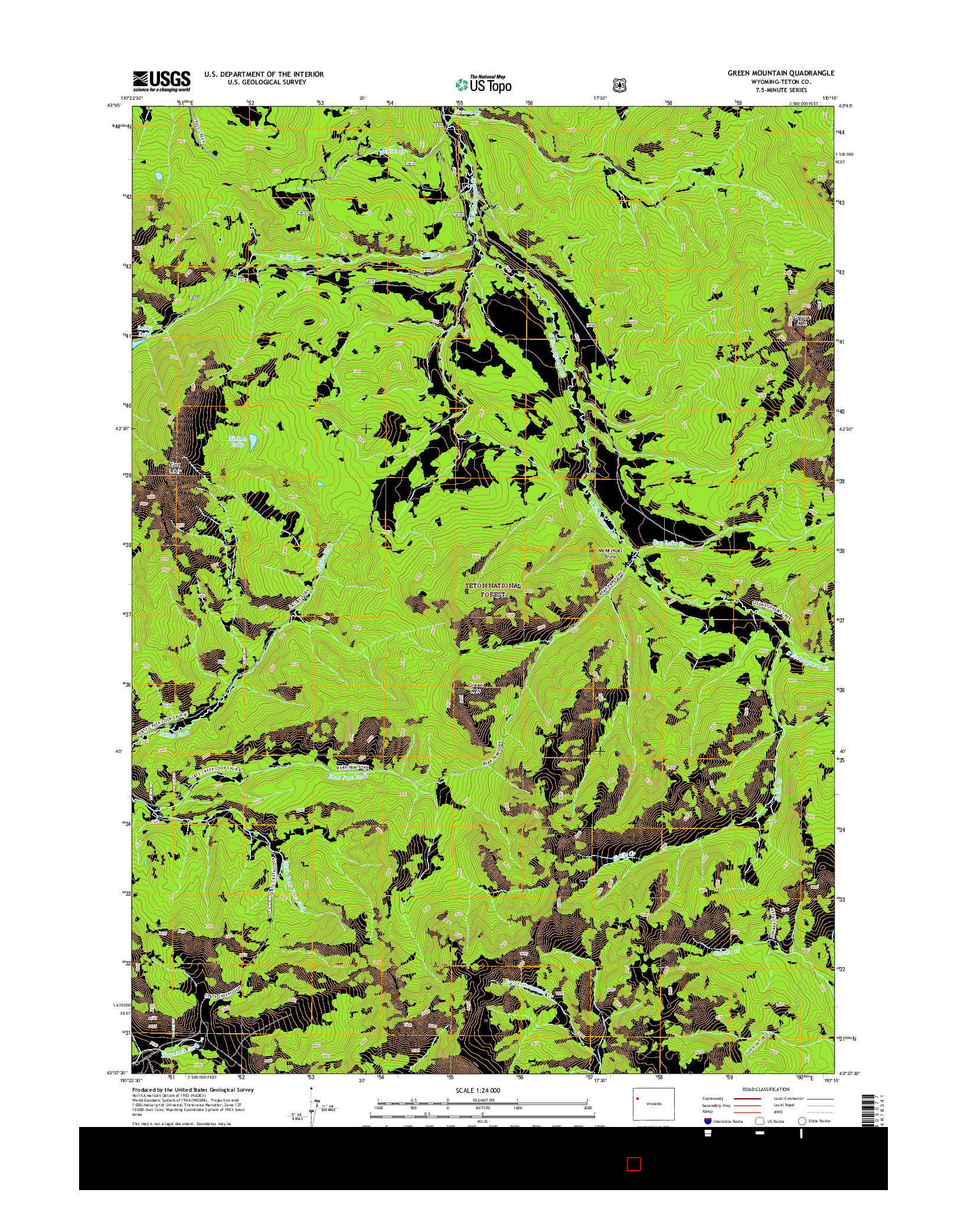 USGS US TOPO 7.5-MINUTE MAP FOR GREEN MOUNTAIN, WY 2015