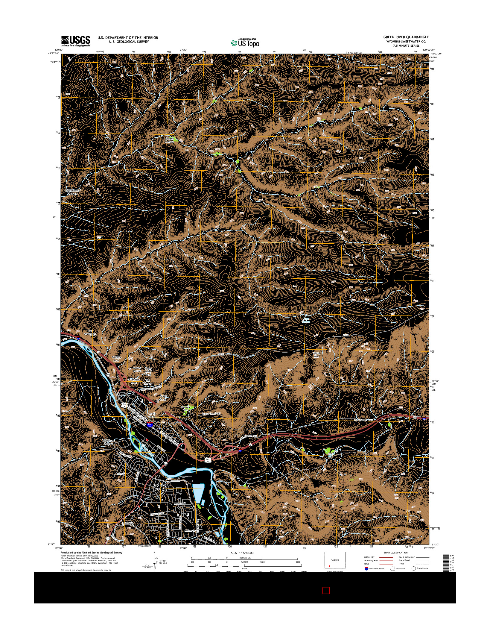 USGS US TOPO 7.5-MINUTE MAP FOR GREEN RIVER, WY 2015