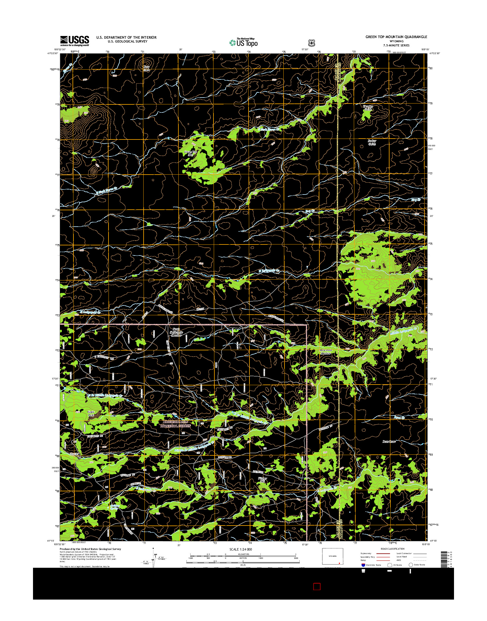 USGS US TOPO 7.5-MINUTE MAP FOR GREEN TOP MOUNTAIN, WY 2015