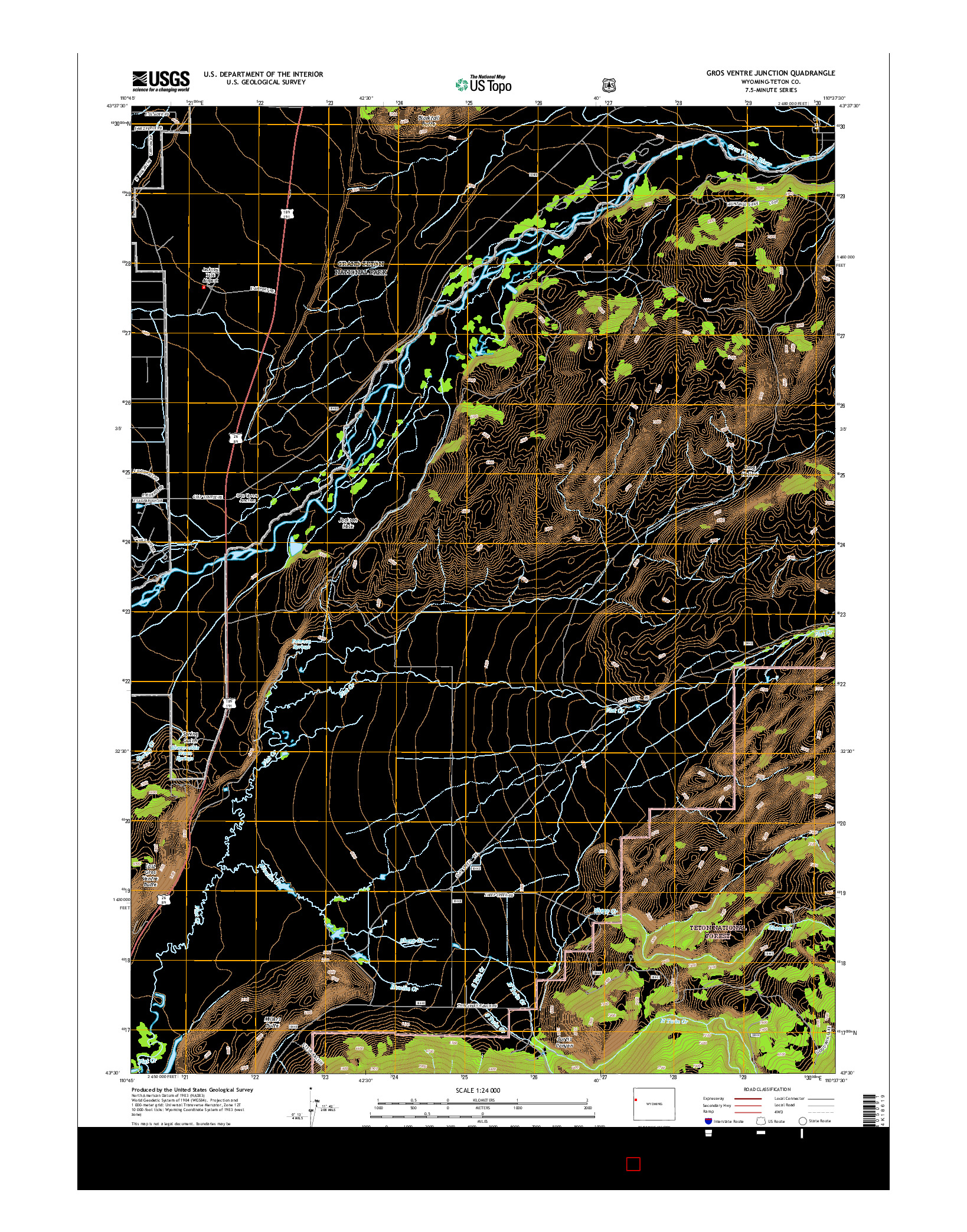 USGS US TOPO 7.5-MINUTE MAP FOR GROS VENTRE JUNCTION, WY 2015