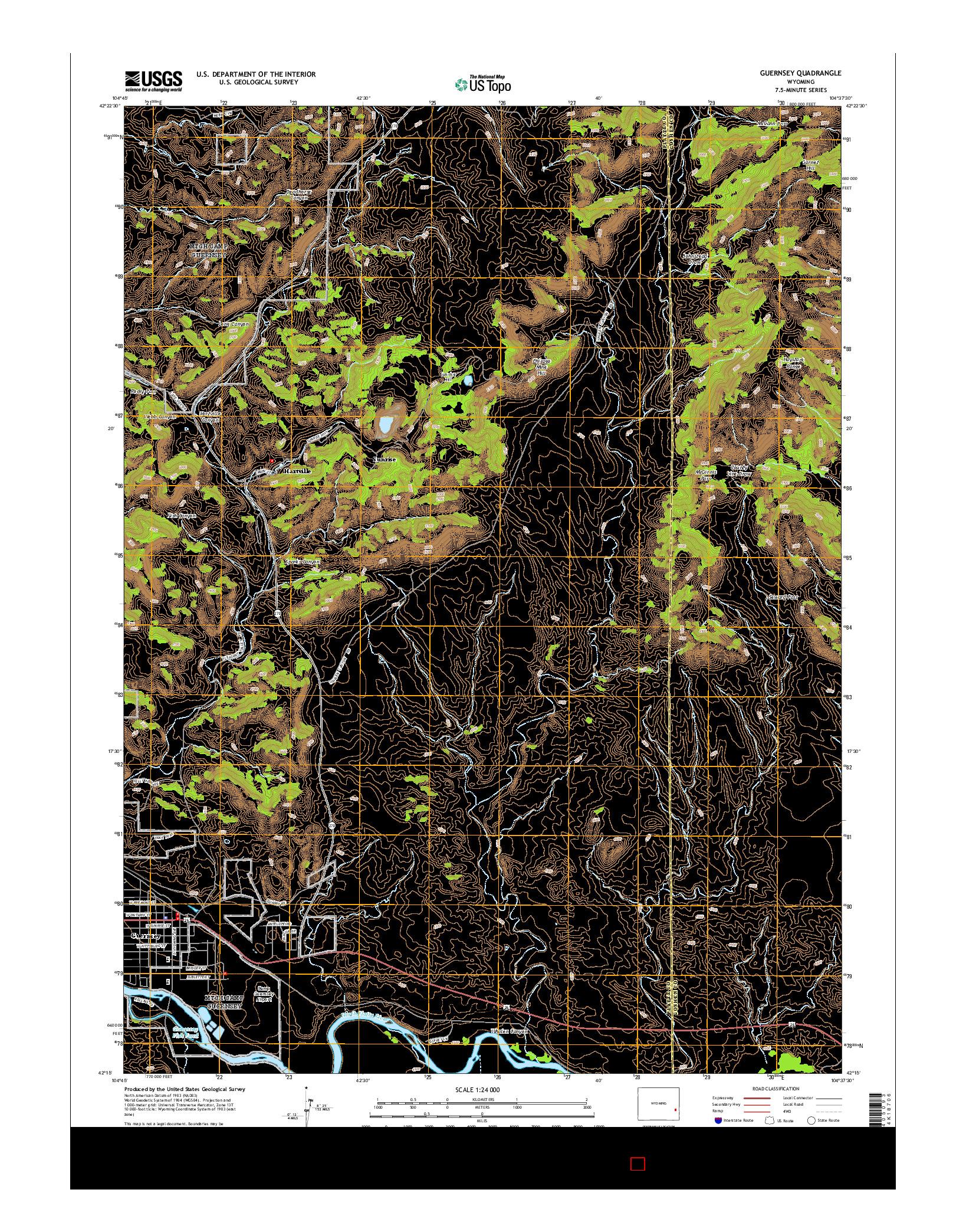 USGS US TOPO 7.5-MINUTE MAP FOR GUERNSEY, WY 2015