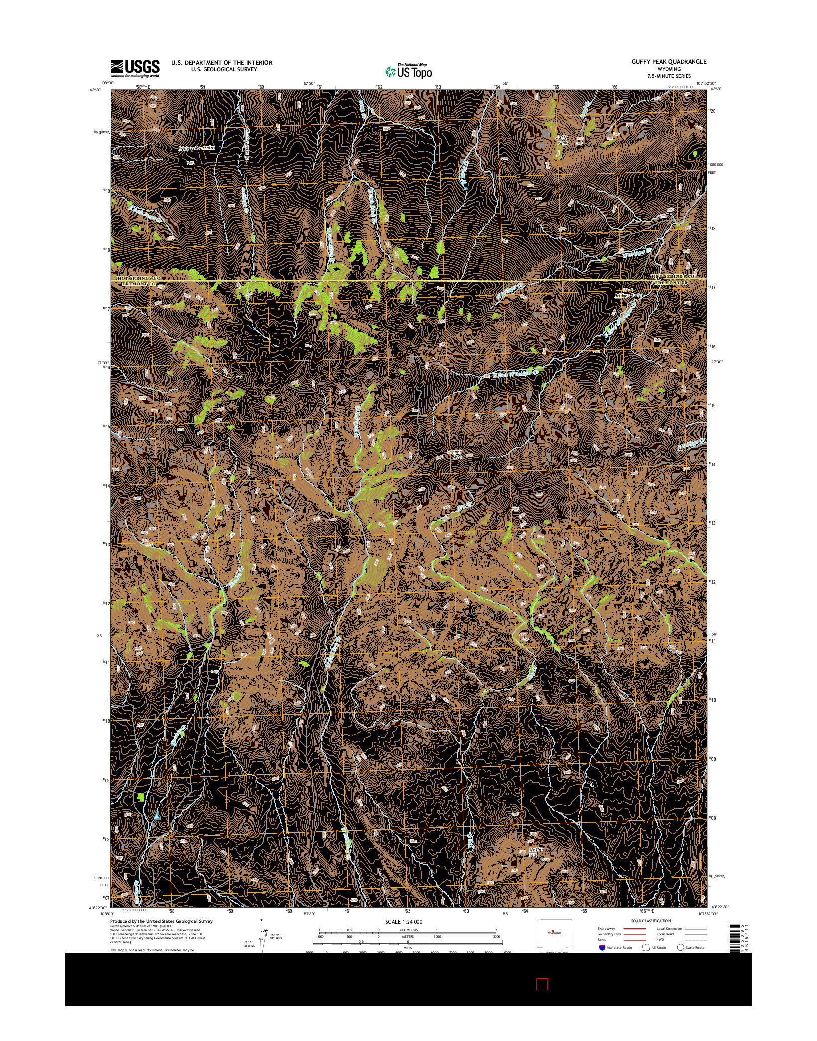 USGS US TOPO 7.5-MINUTE MAP FOR GUFFY PEAK, WY 2015