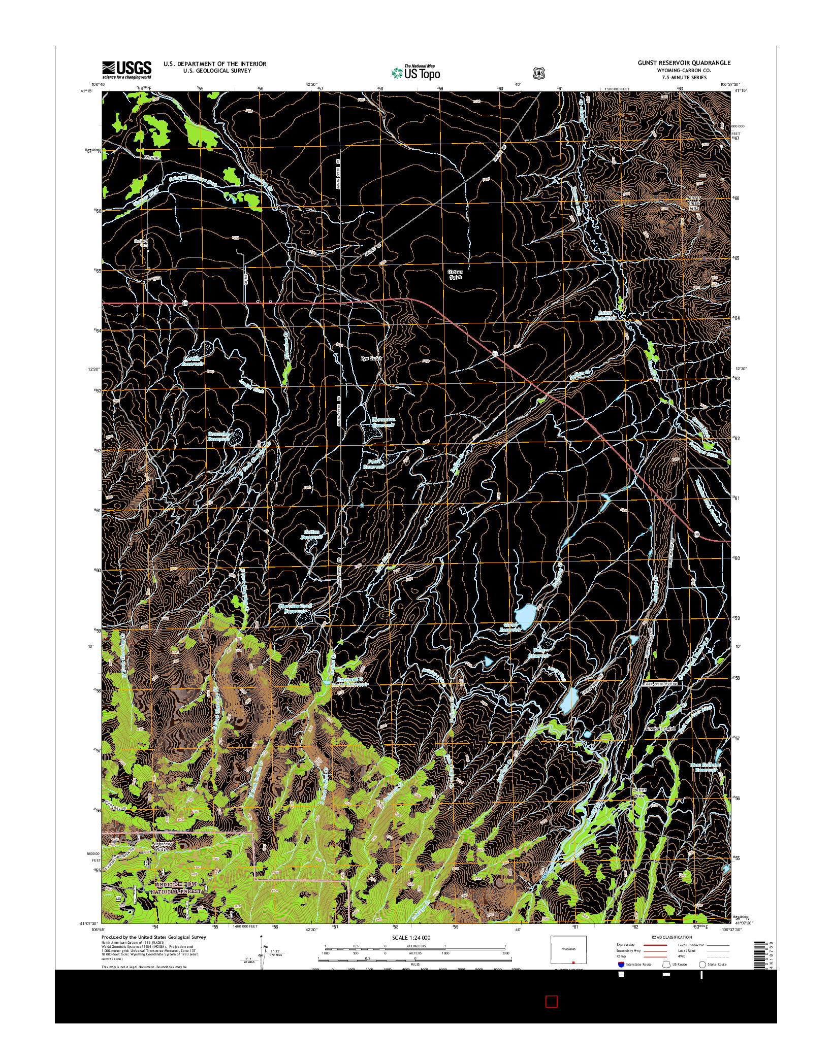 USGS US TOPO 7.5-MINUTE MAP FOR GUNST RESERVOIR, WY 2015
